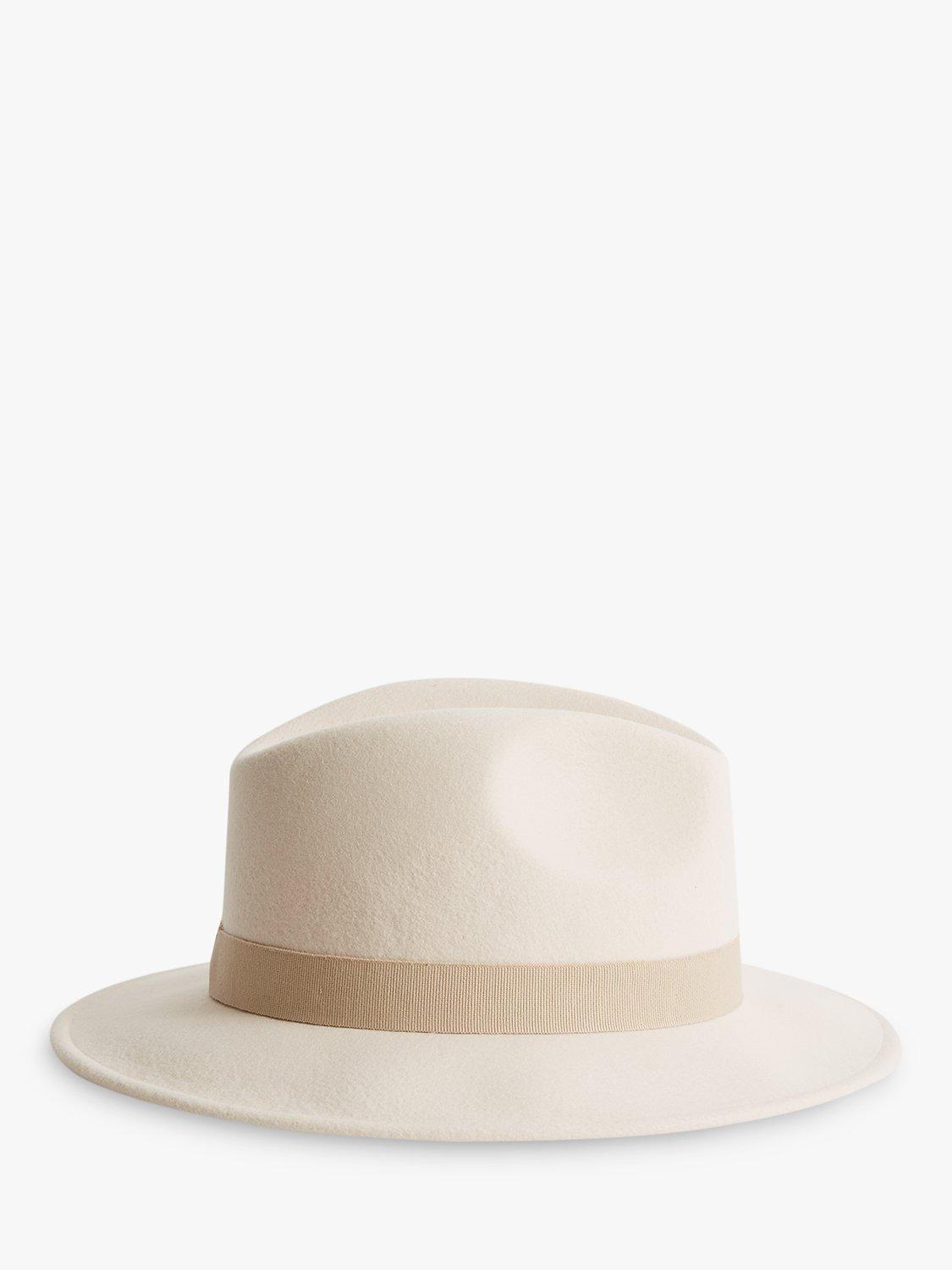 Reiss Ashbourne Wool Fedora Hat, Ivory, M-L