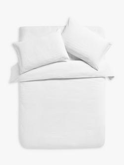 John Lewis Stepped Waffle Duvet Cover Set, White