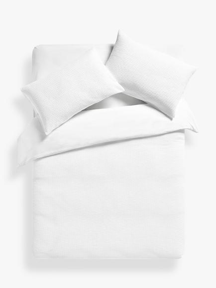 John Lewis Aurelia Pure Cotton Waffle Duvet Cover Set, White