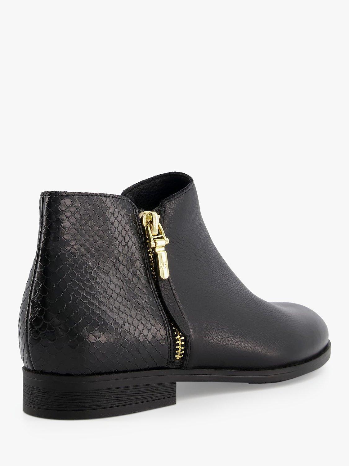 Product image 5 of 5, which shows Dune Pandie Leather Zip Detail Shoe Boots, Black, 3