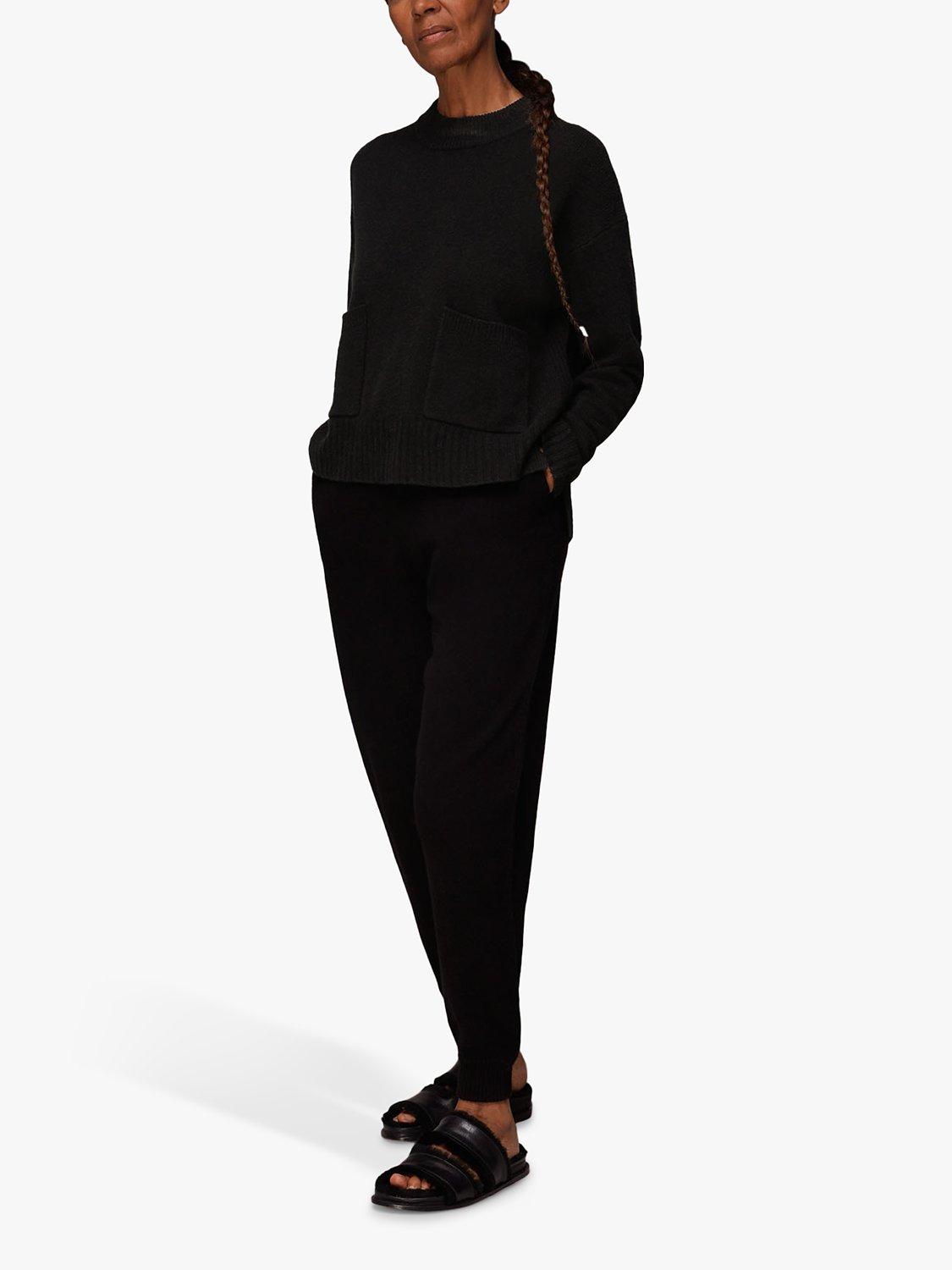 Whistles Wool Pocket Detail Jumper, Black, XS
