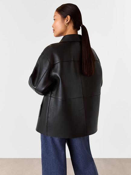 Whistles Clean Bonded Leather Jacket, Black, Black