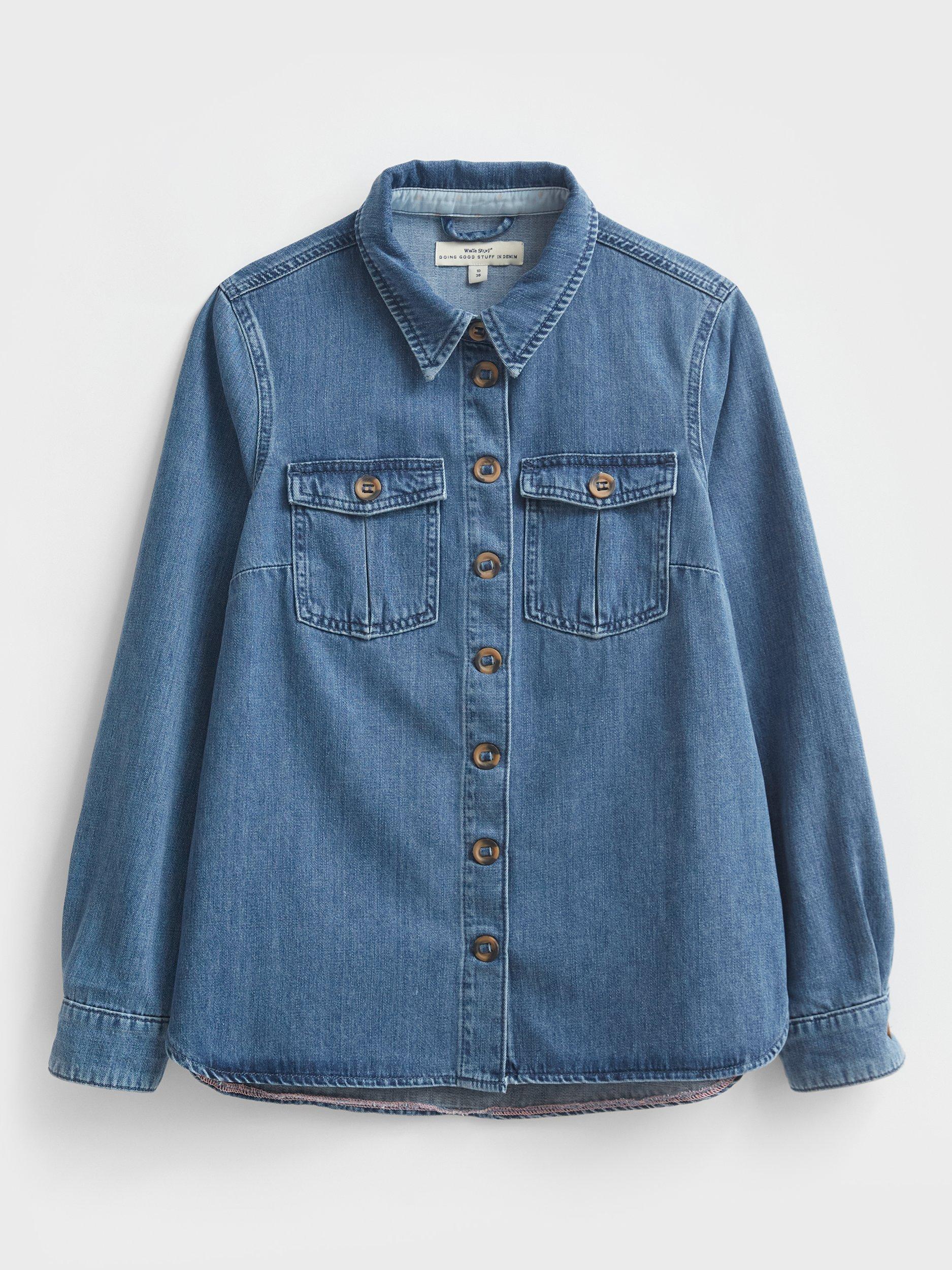 White Stuff Blair Denim Shirt, Mid Blue