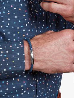 Simon Carter Newquay Men's Braided Leather Bracelet - view 2, Navy