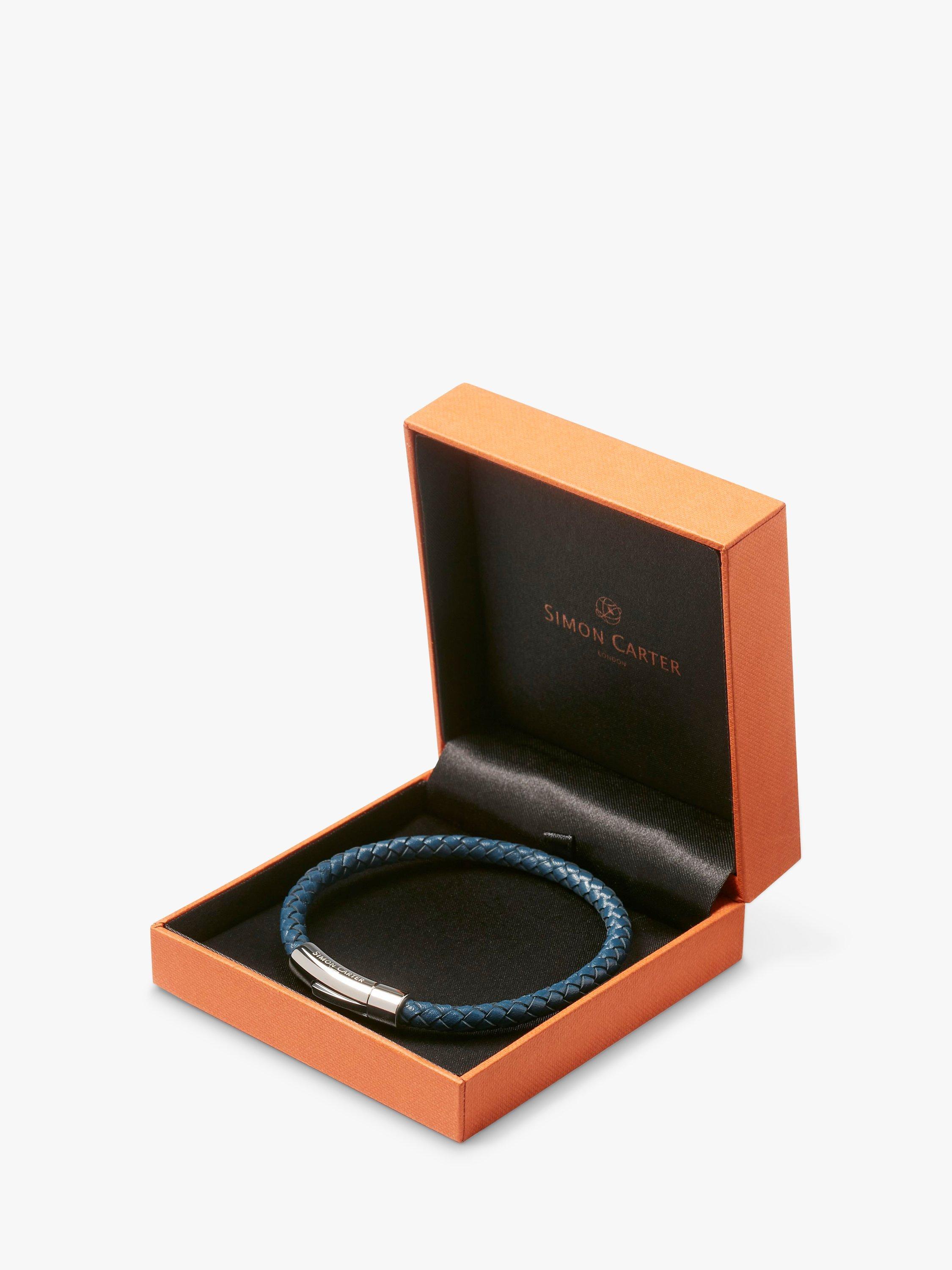 Product image 3 of 5, which shows Simon Carter Newquay Men's Braided Leather Bracelet, Navy