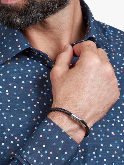 Simon Carter Newquay Men's Braided Leather Bracelet - view 2, Black