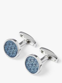 Simon Carter Enamel Diamond Round Cufflinks, Navy, Navy
