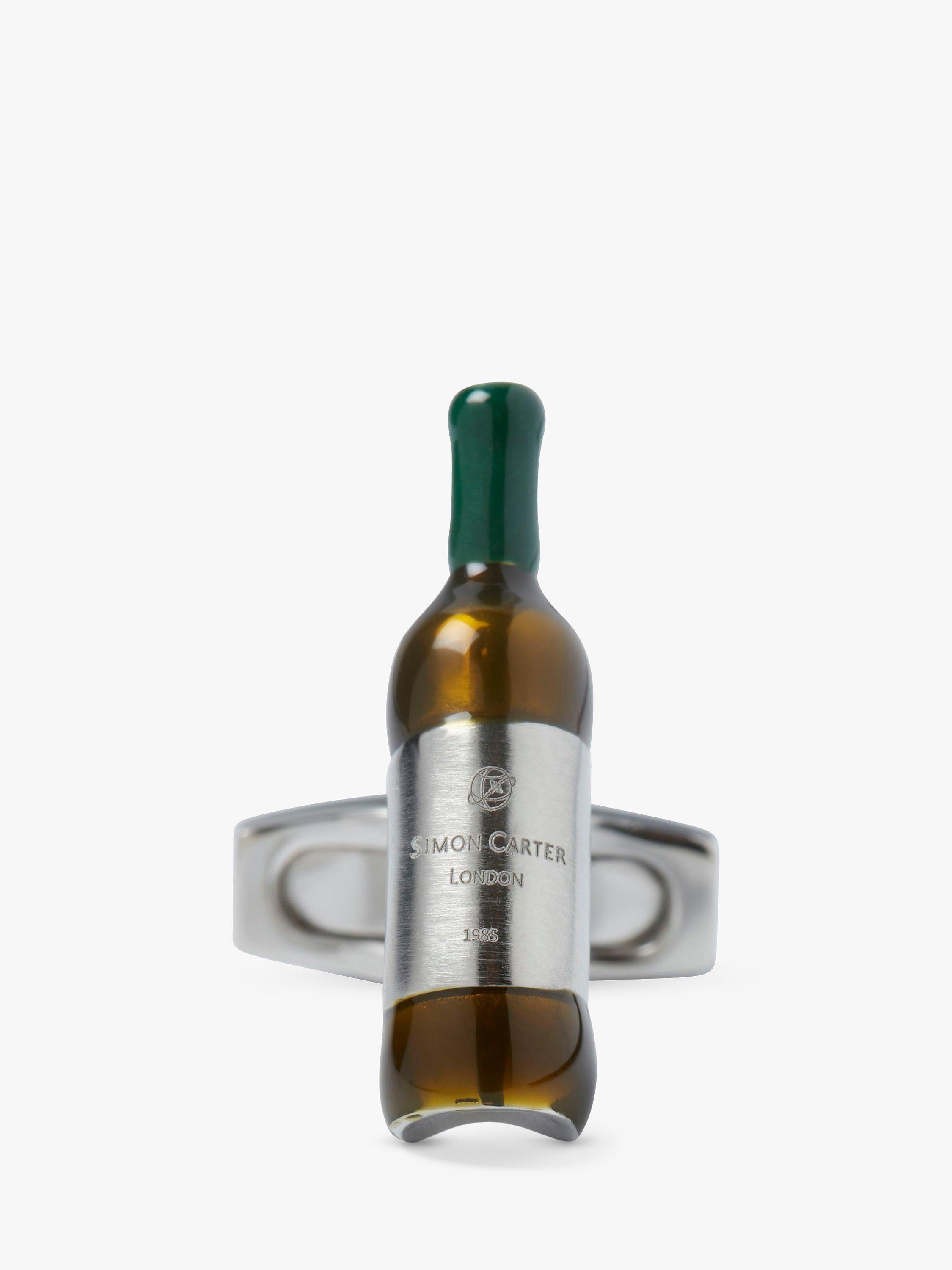 Simon Carter Wine Bottles Cufflinks, Green/Silver