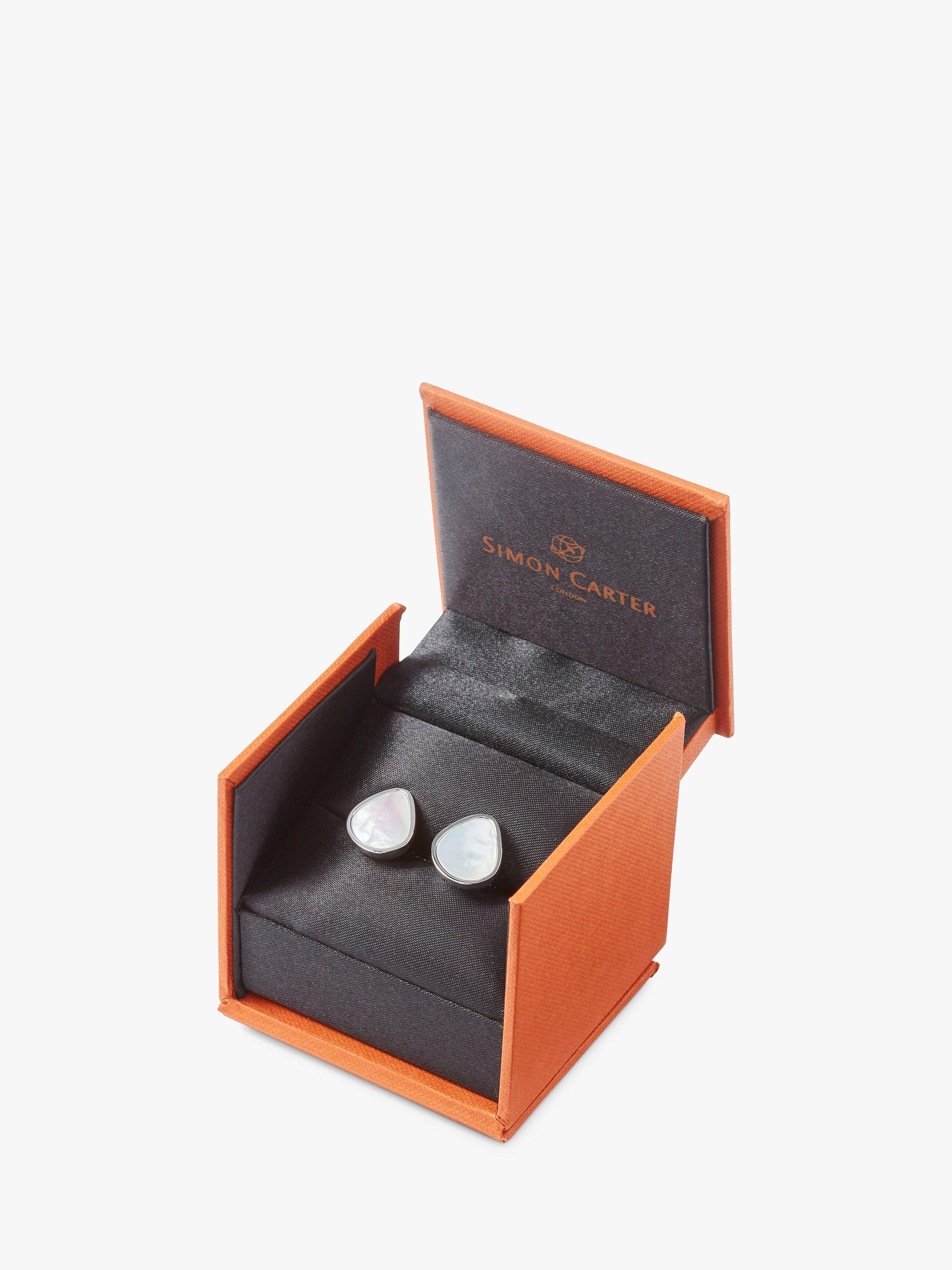 Simon Carter Organic Pebble Mother of Pearl Cufflinks, Silver