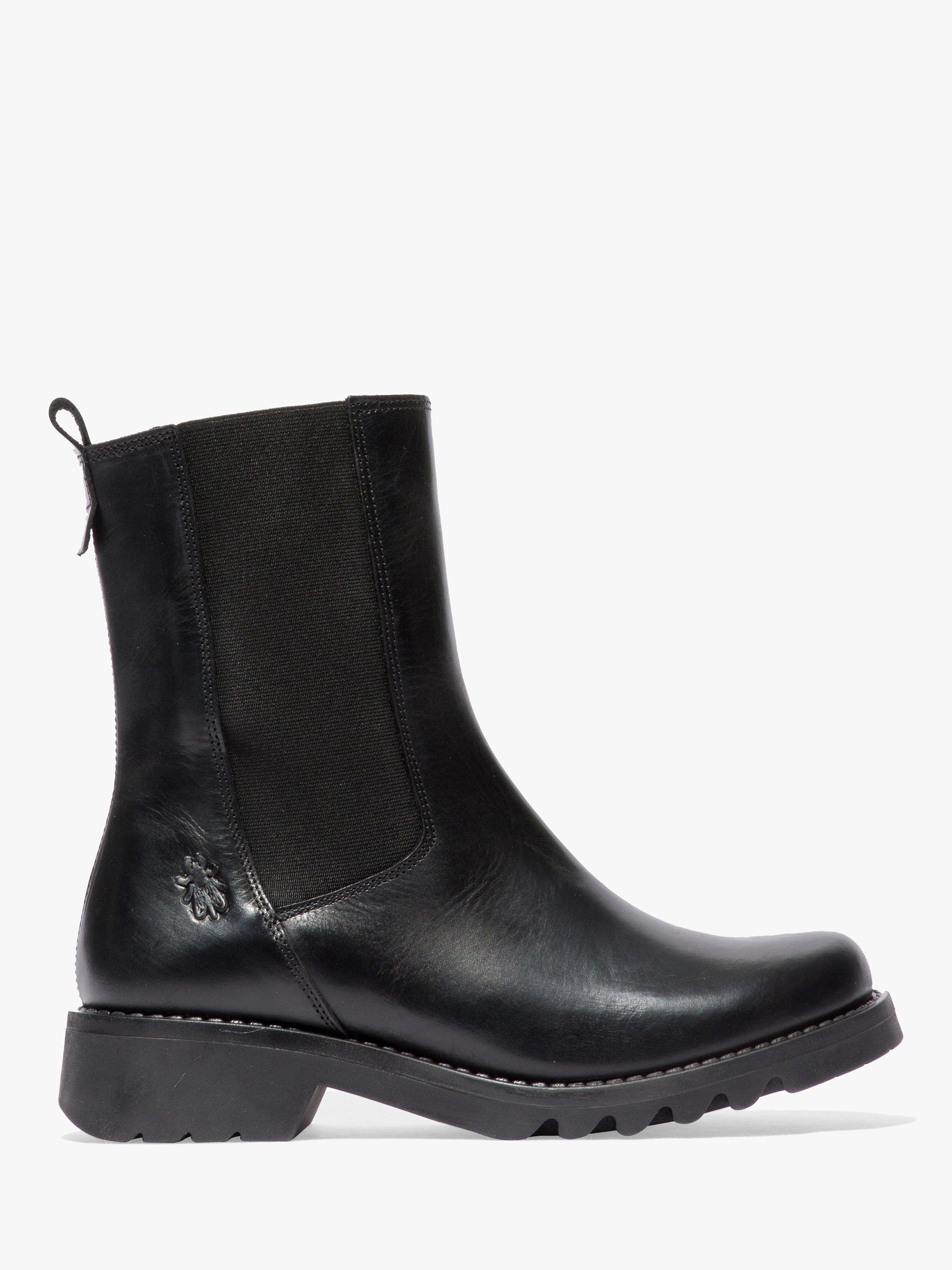 Fly London Rein Leather Chelsea Boots, Black