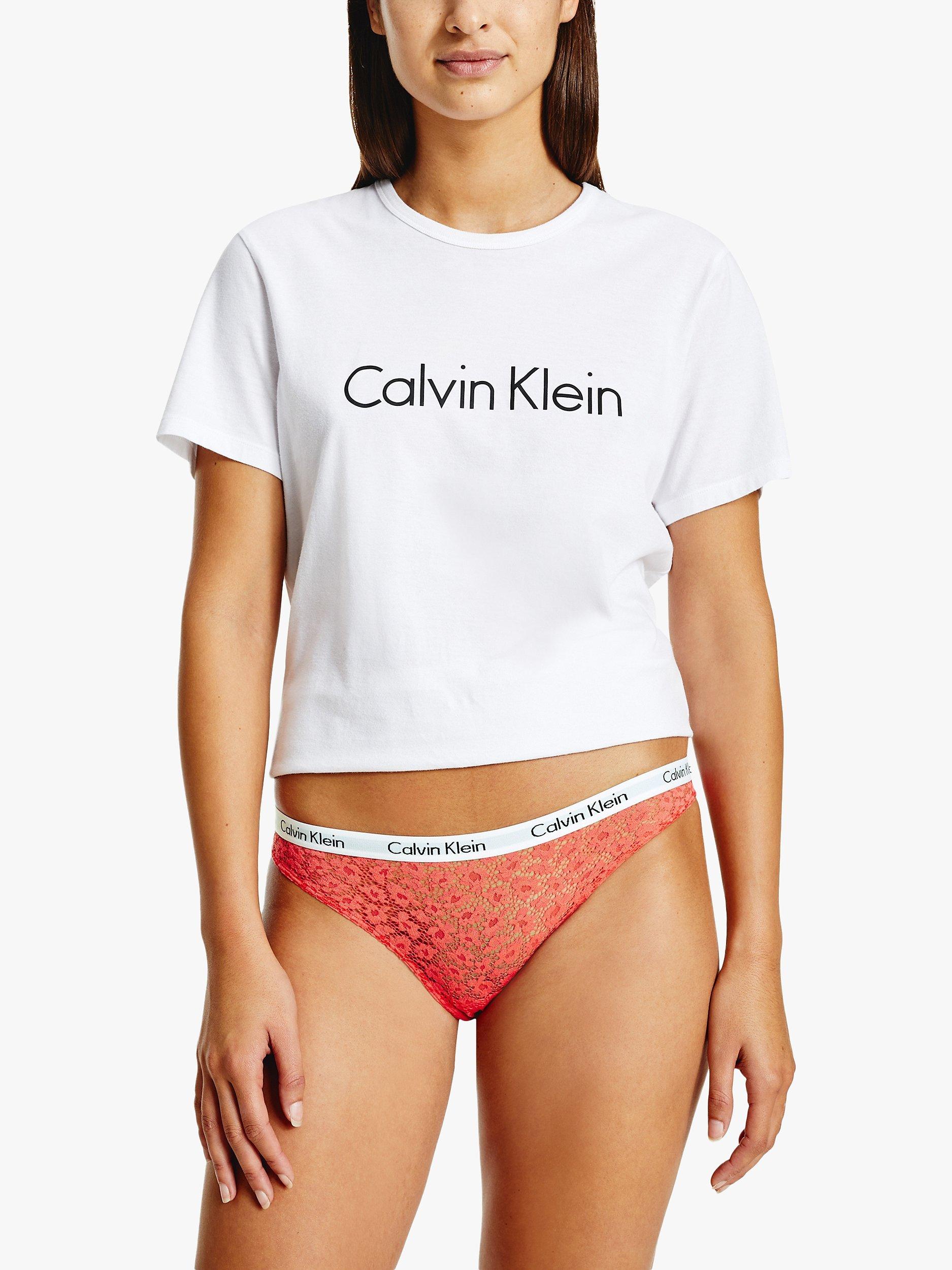 Calvin Klein Carousel Lace Brazilian Knickers, Strawberry Shake