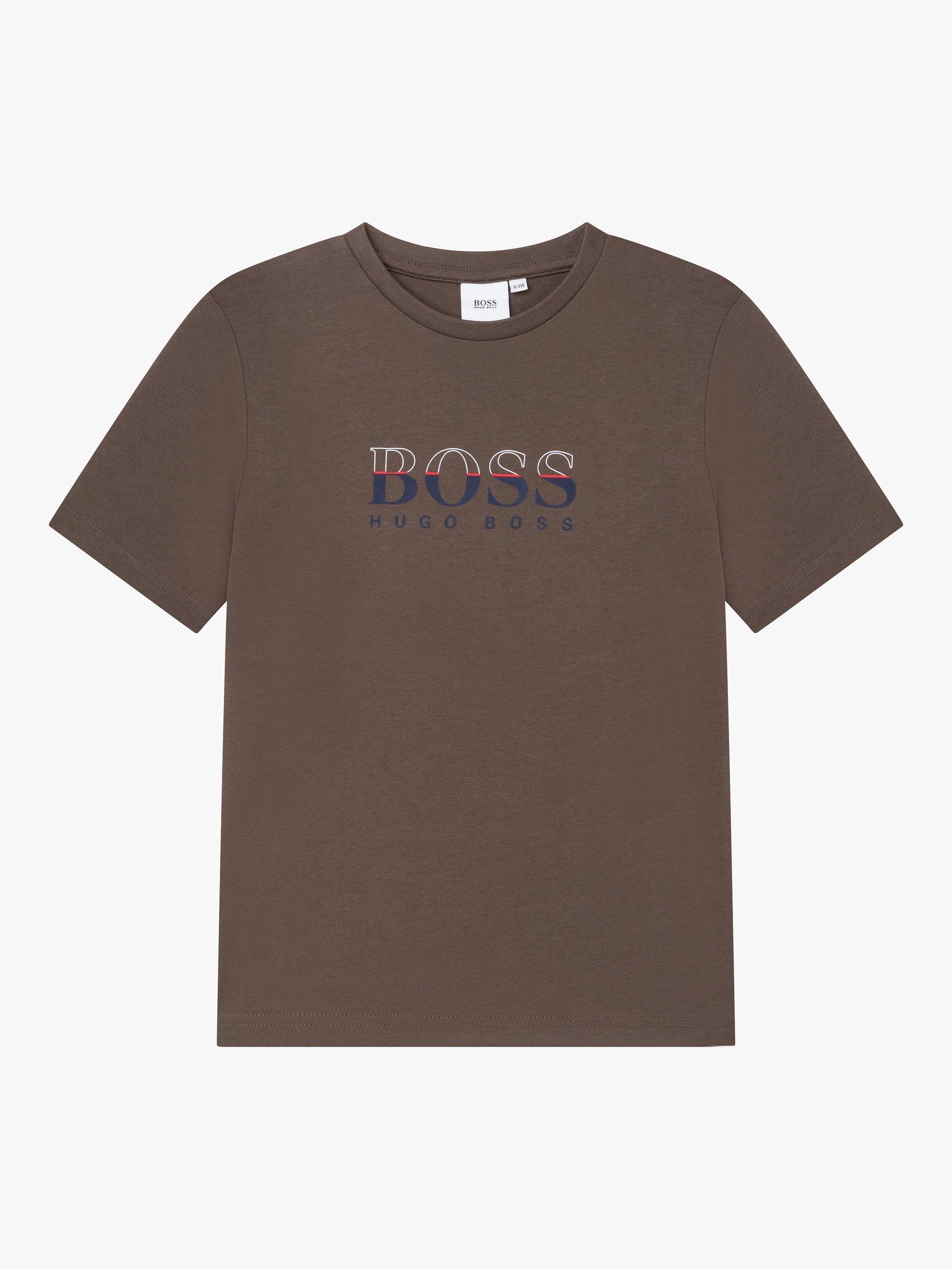 HUGO BOSS Kids' Two Tone Logo T-Shirt, Khaki, 9 months