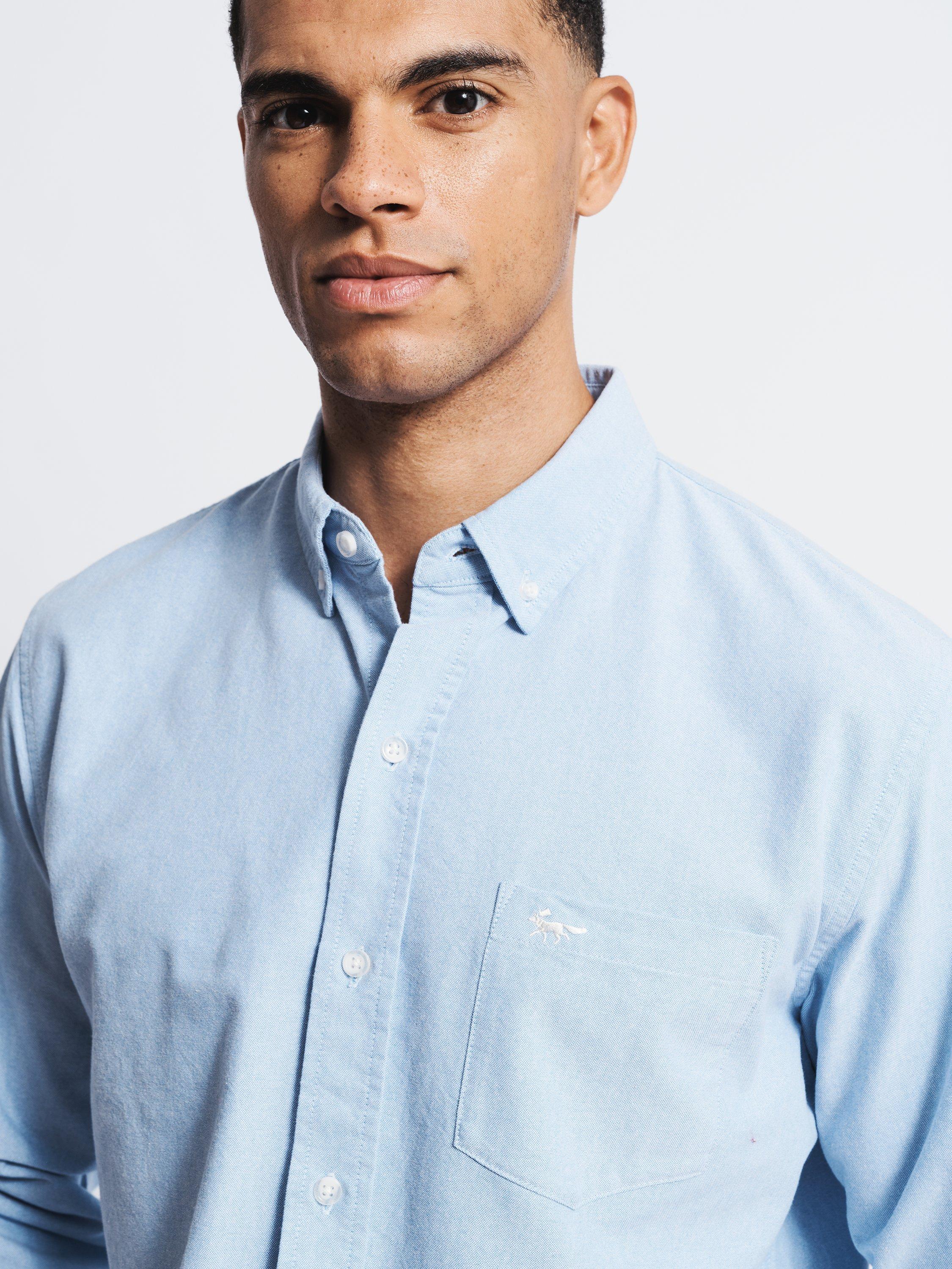 Product image 5 of 9, which shows Aubin Aldridge Oxford Cotton Button Down Shirt, Pale Blue, S