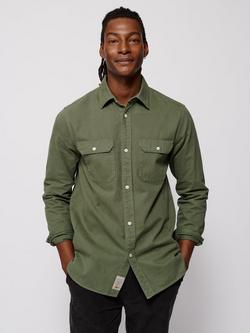 Aubin Normanby Cotton Twill Shirt, Khaki