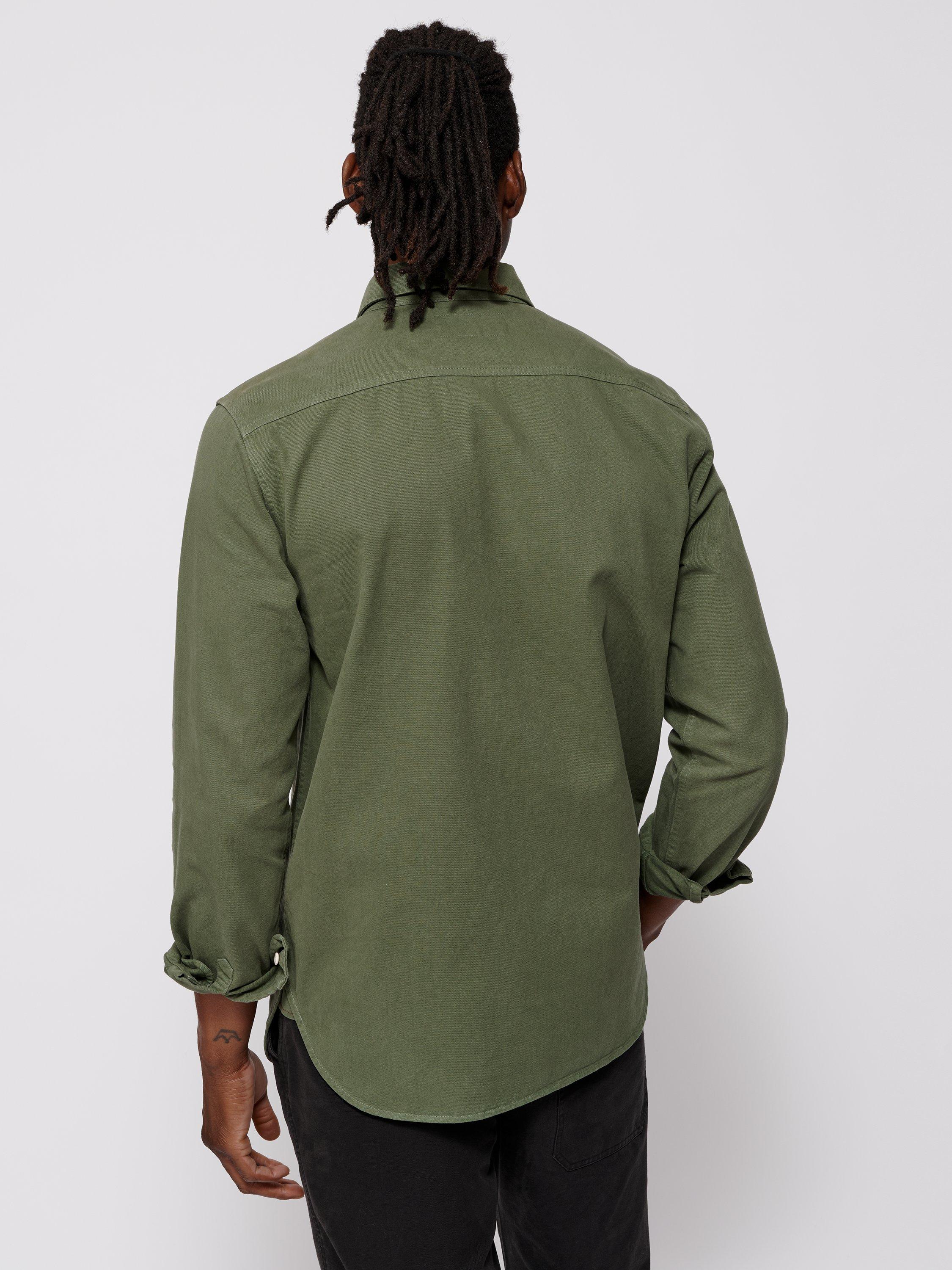 Product image 2 of 4, which shows Aubin Normanby Cotton Twill Shirt, Khaki, S