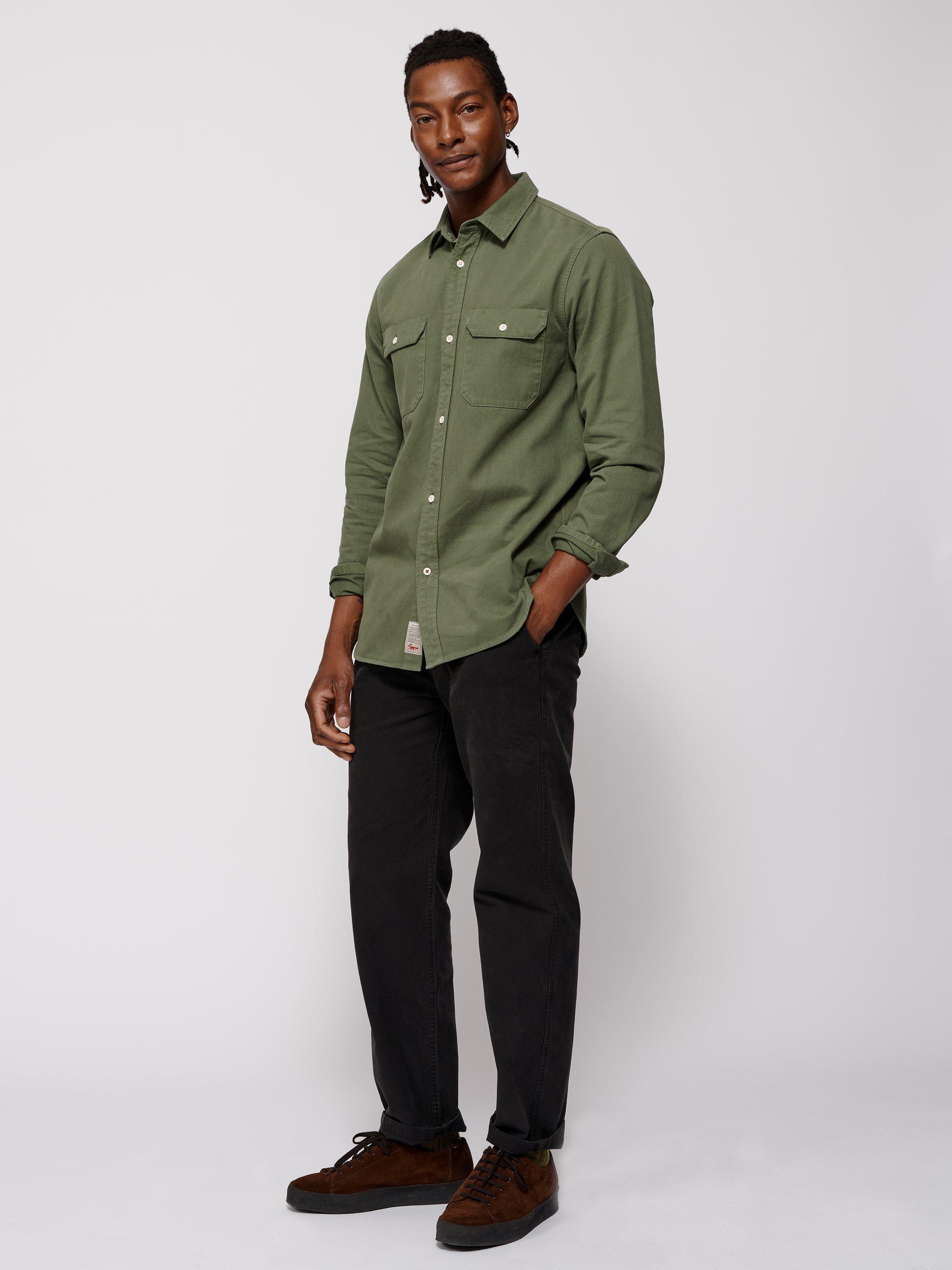Product image 3 of 4, which shows Aubin Normanby Cotton Twill Shirt, Khaki, S