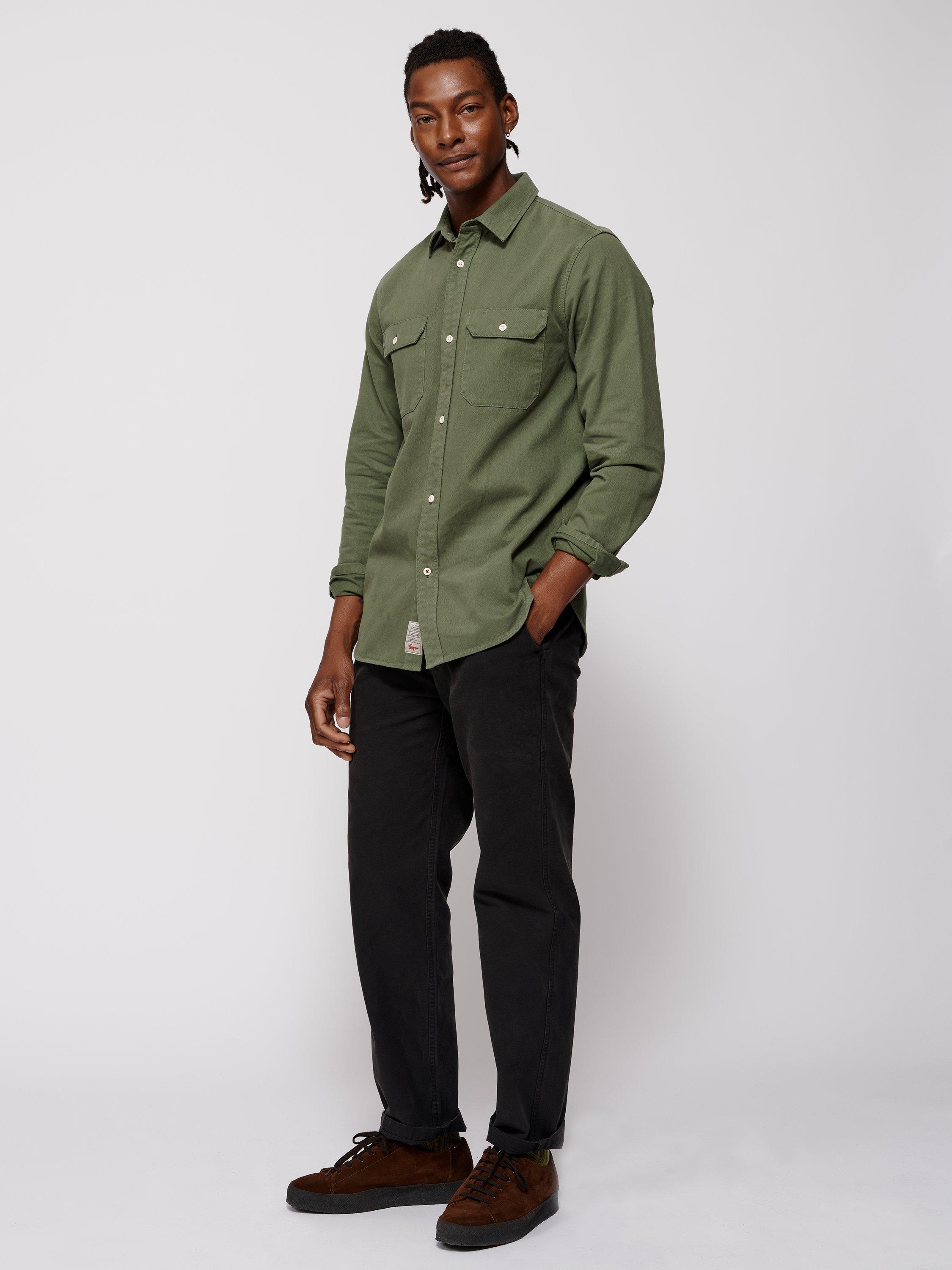 Aubin Normanby Cotton Twill Shirt, Khaki, S