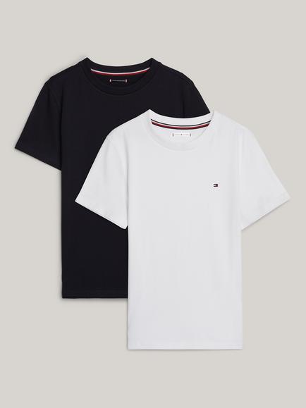 Tommy Hilfiger Kids' Plain Logo T-Shirts, Pack of 2, Desert Sky/White, Desert Sky/White