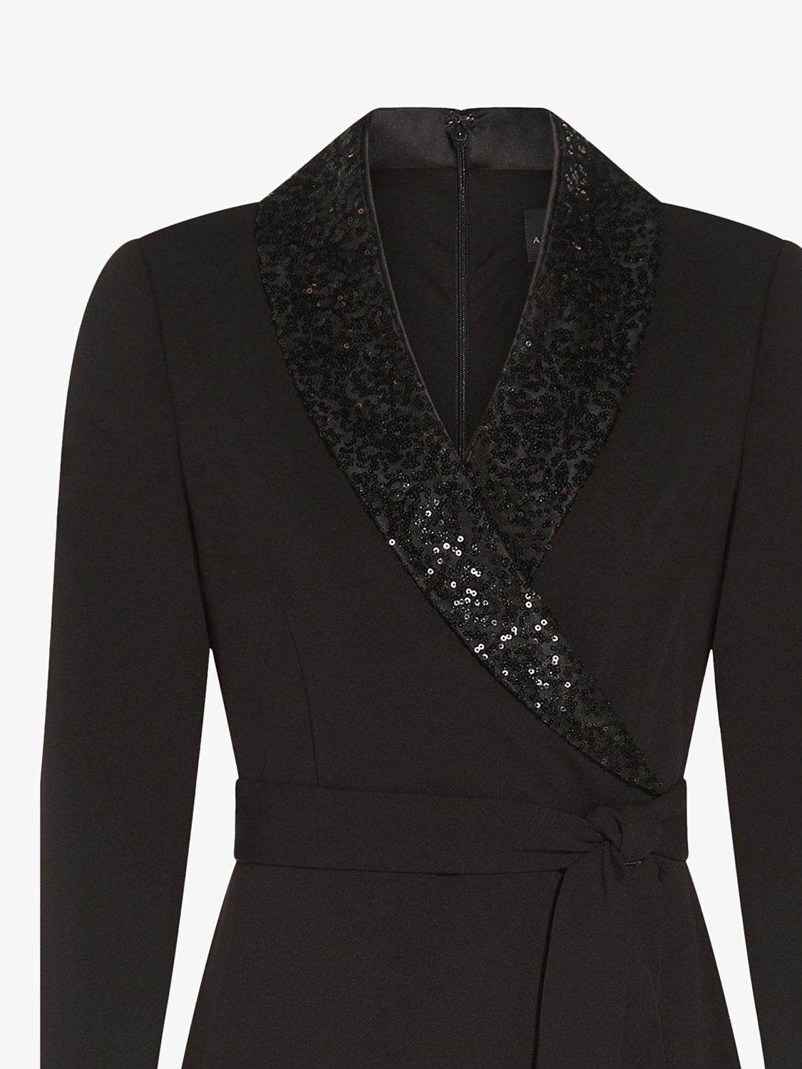 Product image 5 of 6, which shows Adrianna Papell Sequin Collar Tuxedo Dress, Black, 6