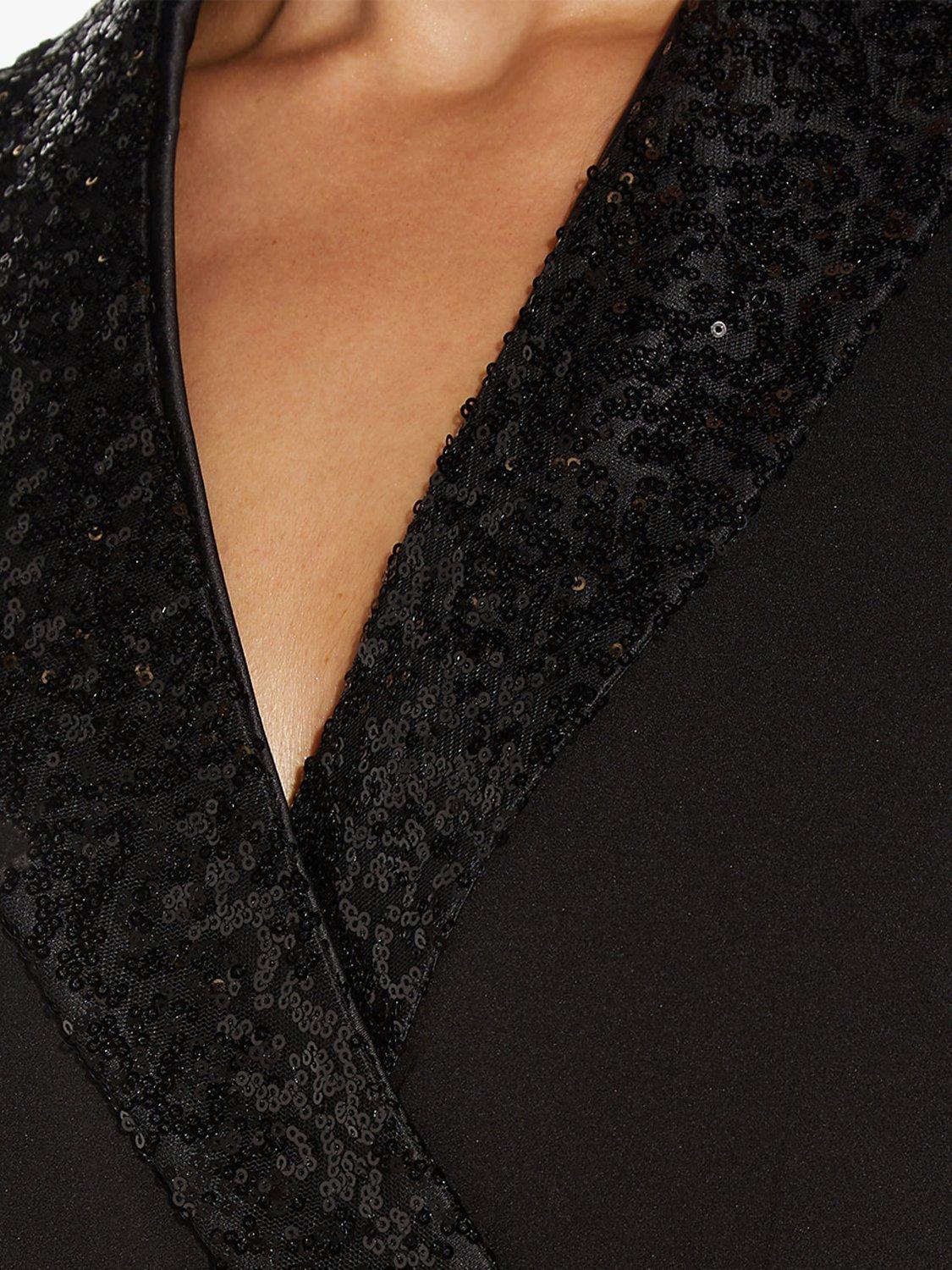 Product image 6 of 6, which shows Adrianna Papell Sequin Collar Tuxedo Dress, Black, 6