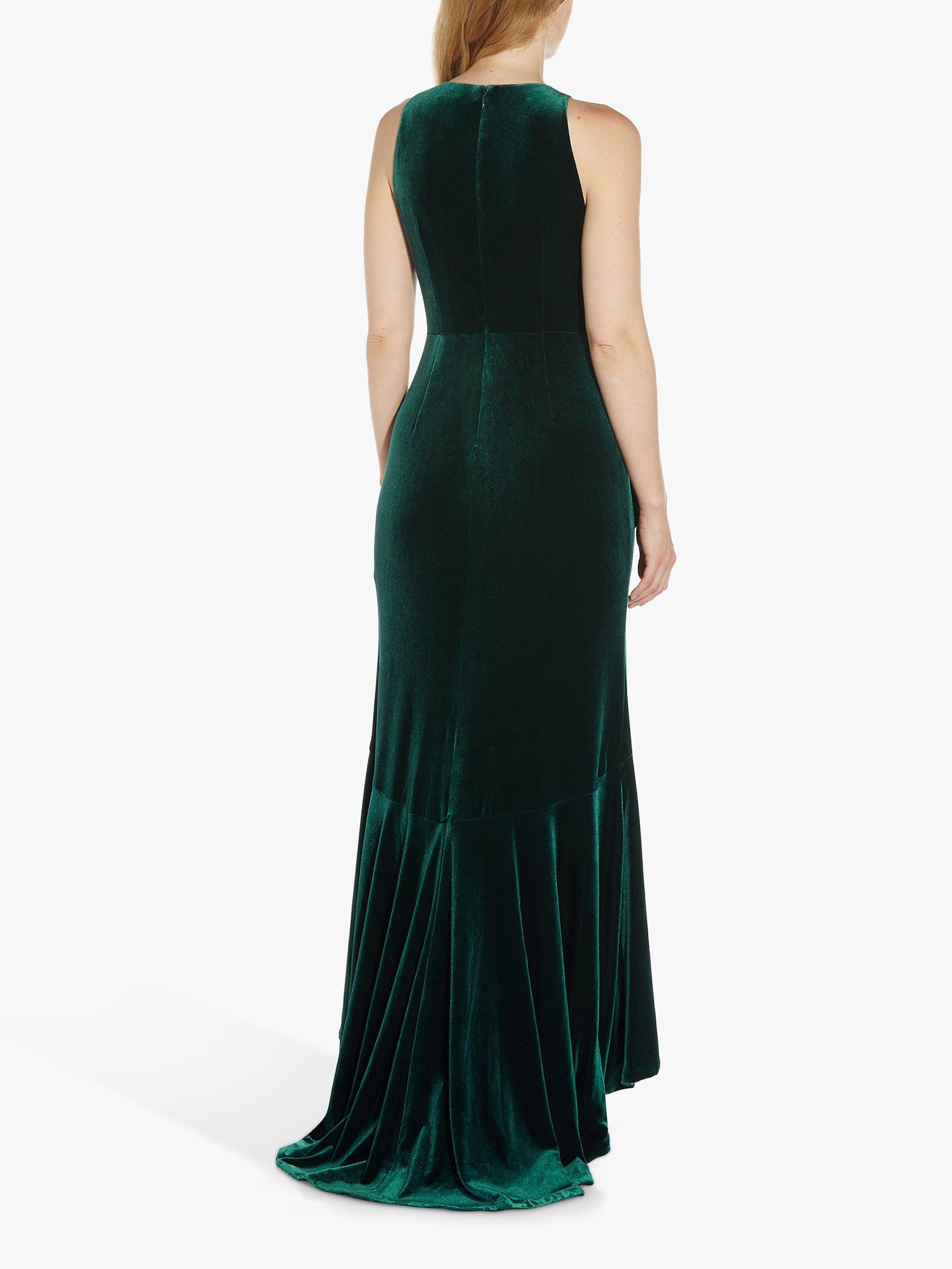 Product image 2 of 5, which shows Adrianna Papell Velvet Cascade Maxi Dress, Hunter, 6