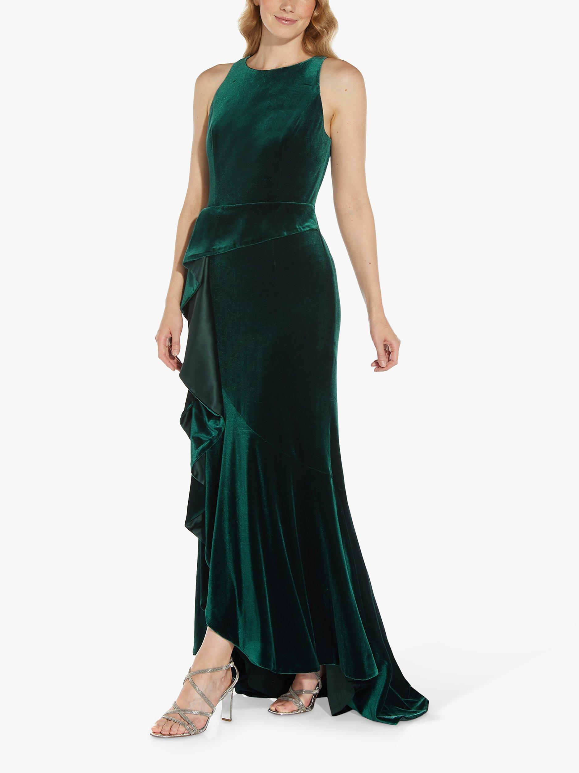 Product image 3 of 5, which shows Adrianna Papell Velvet Cascade Maxi Dress, Hunter, 6