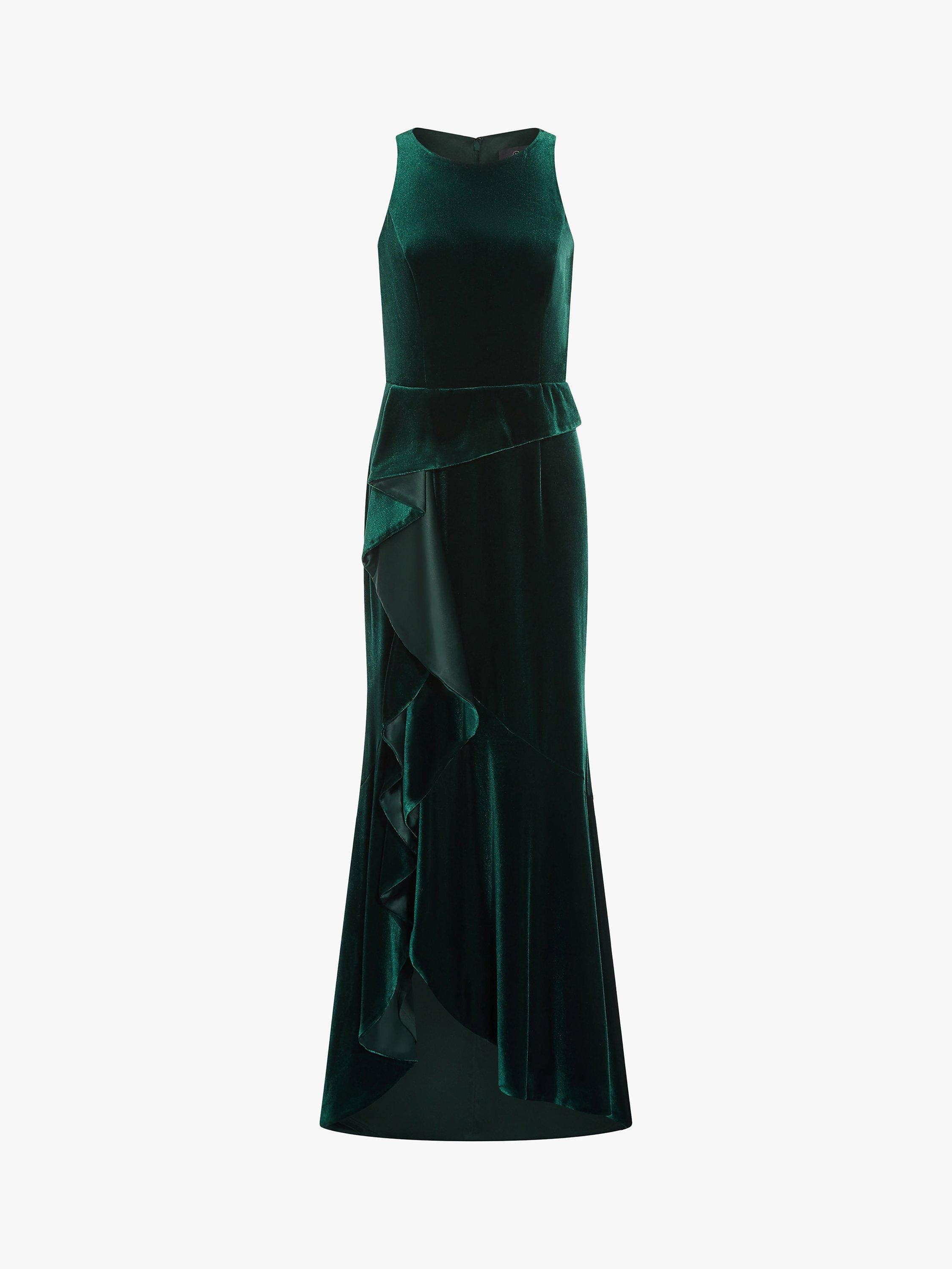 Product image 4 of 5, which shows Adrianna Papell Velvet Cascade Maxi Dress, Hunter, 6