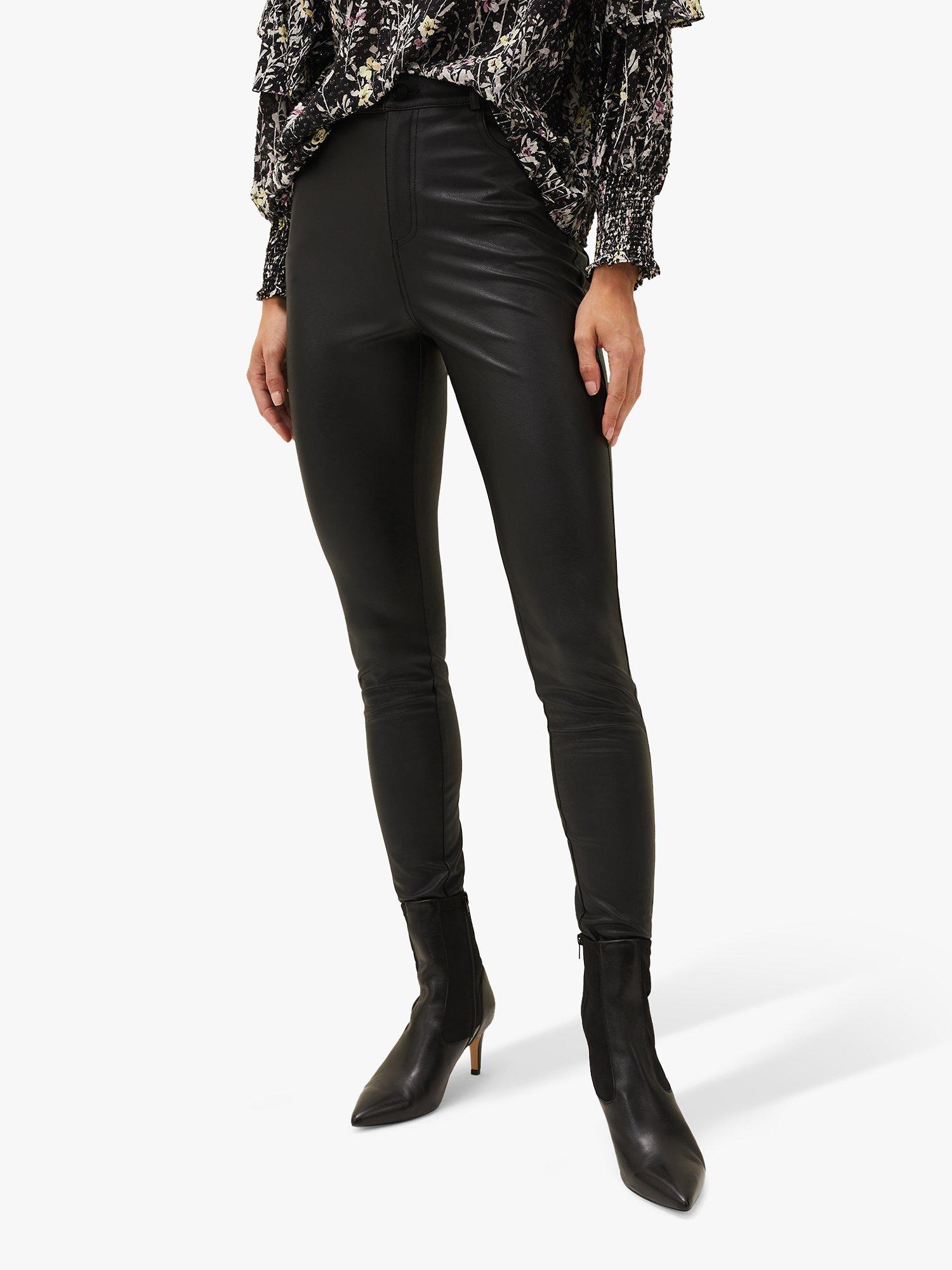 Phase Eight Kristina Leather Look Skinny Jeans, Black