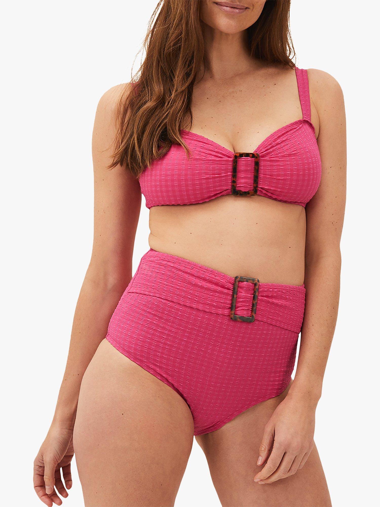 Phase Eight Annabelle Textured Bikini Top, Hot Pink