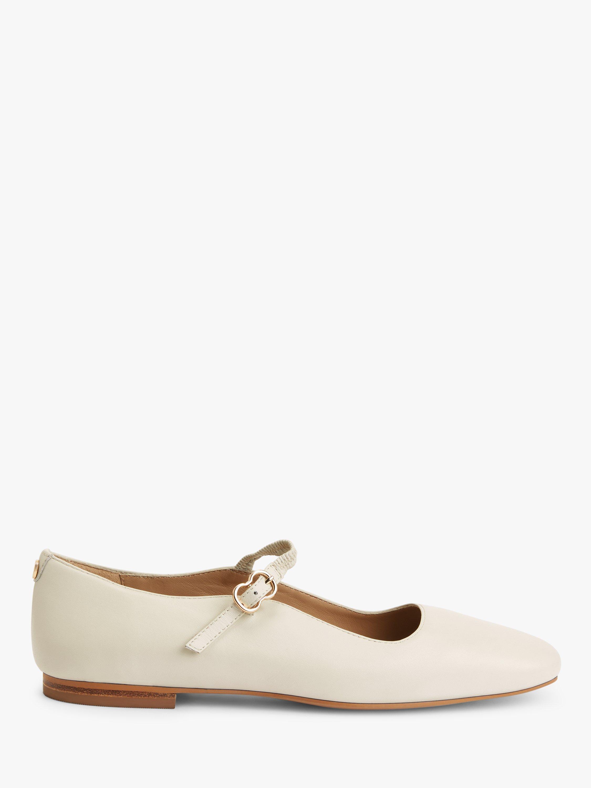 John Lewis Harrietta Mary Jane Leather Pumps, Cream, 3