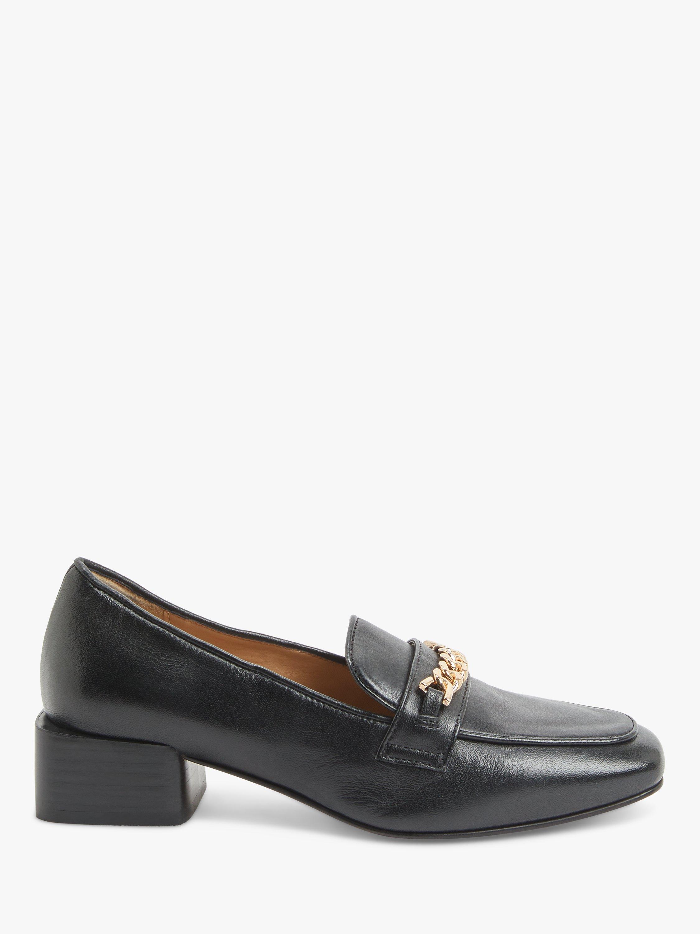 John Lewis Gina Leather Chain Trim Heel Loafers
