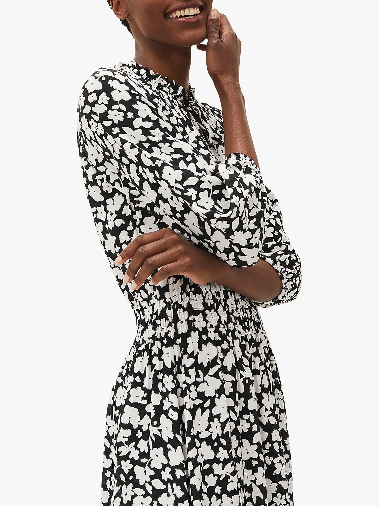 Product image 5 of 7, which shows Phase Eight Phillipa Floral Dress, Black/White, 14