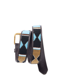 KOY Maasai Mwezi Wide Belt, Turquoise/Gold, Turquoise/Gold