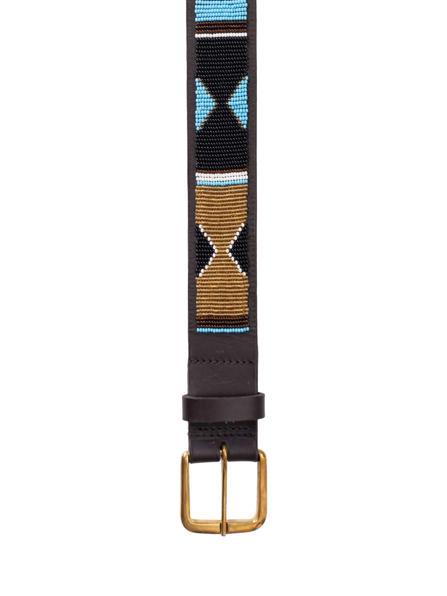 Product image 2 of 6, which shows KOY Maasai Mwezi Wide Belt, Turquoise/Gold, 32