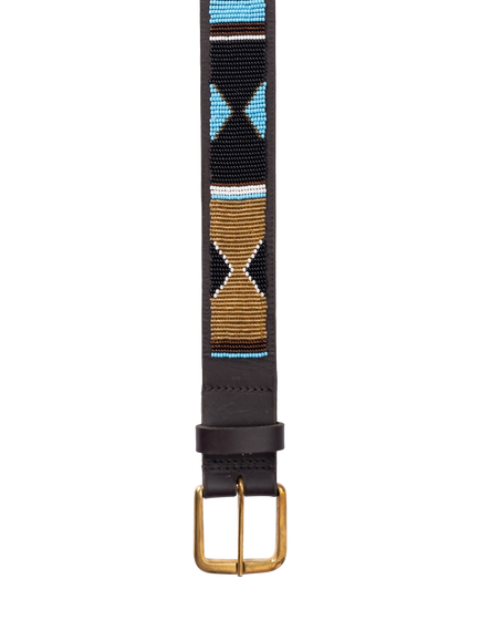 KOY Maasai Mwezi Wide Belt, Turquoise/Gold - view 2, Turquoise/Gold