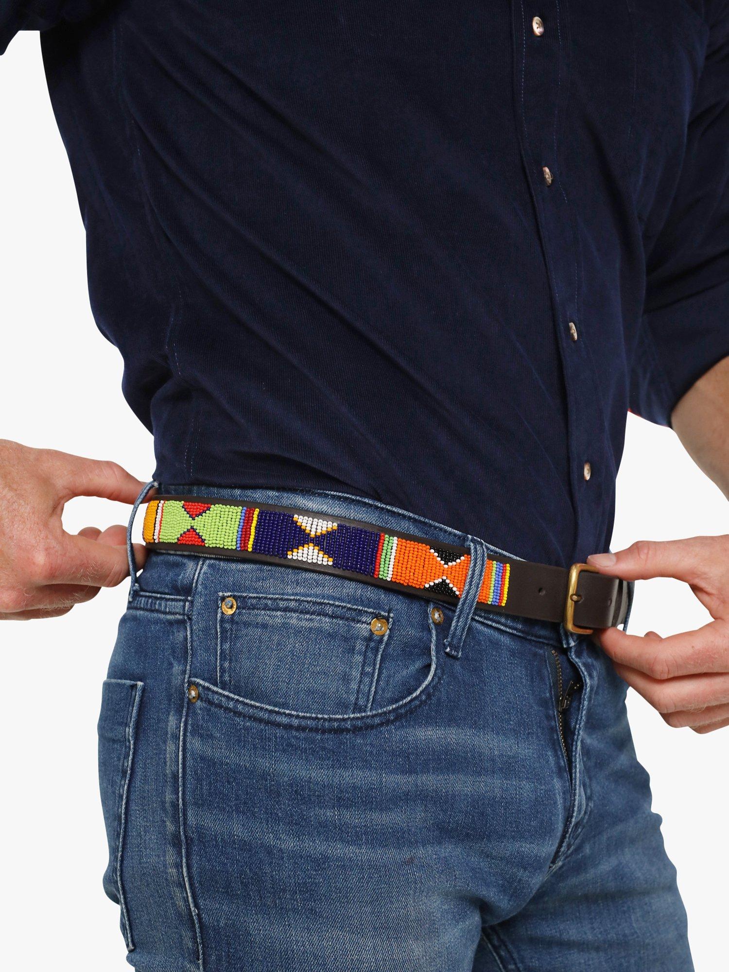 Product image 4 of 4, which shows KOY Maasai Jua Narrow Belt, Red/Yellow, 32