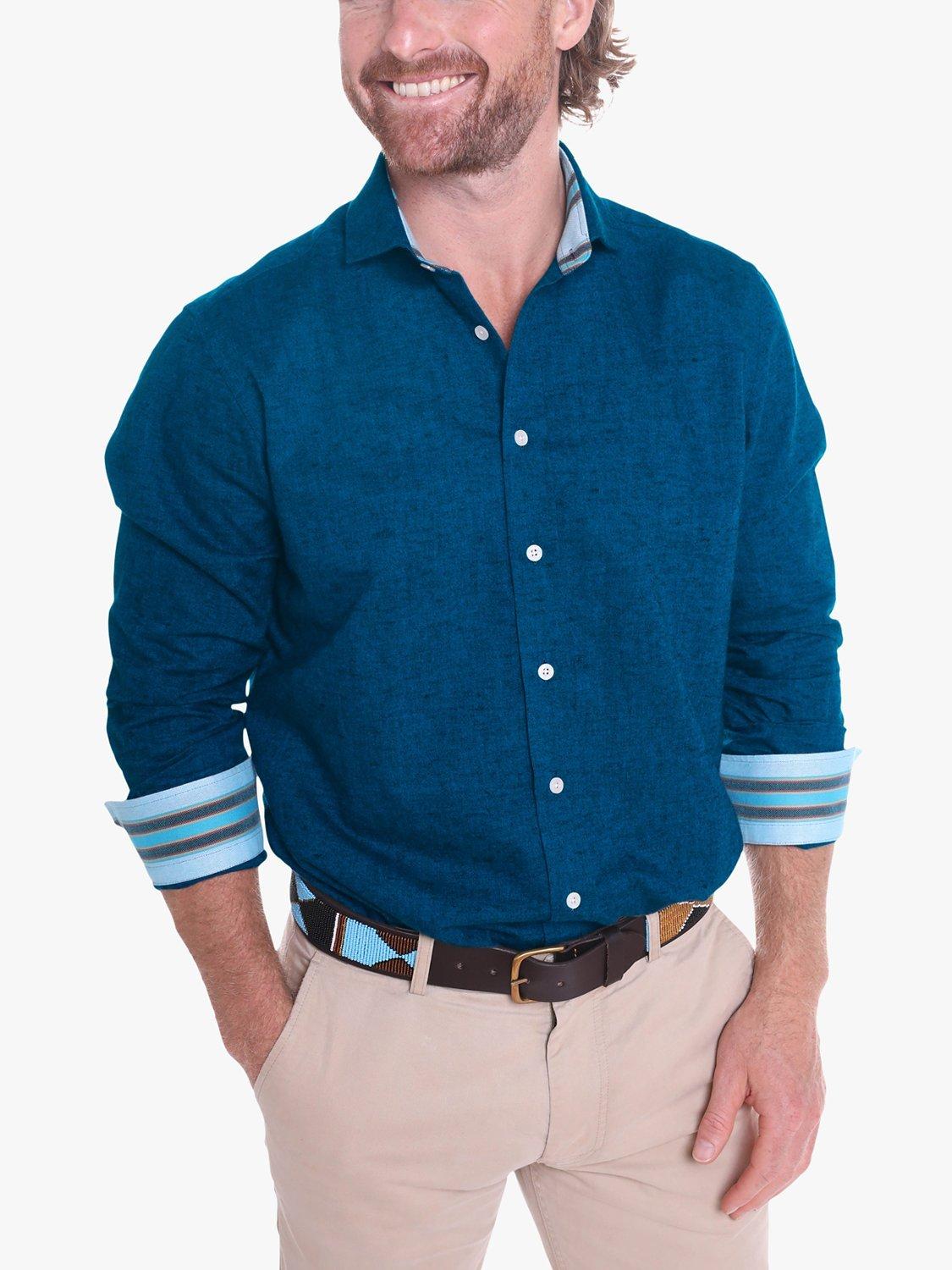 Product image 1 of 8, which shows KOY Cheza Cotton Linen Shirt, Navy, S