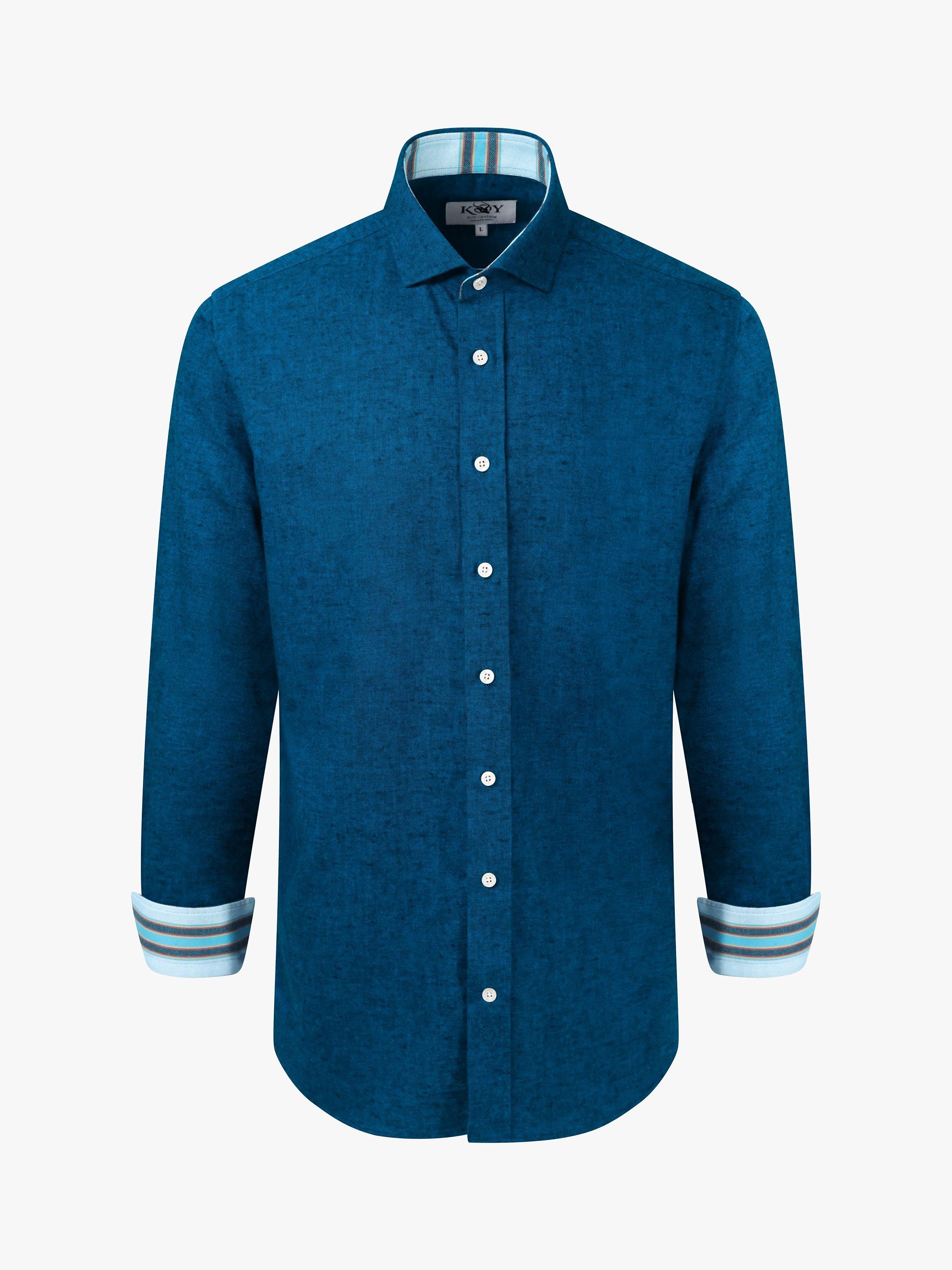 Product image 4 of 8, which shows KOY Cheza Cotton Linen Shirt, Navy, S