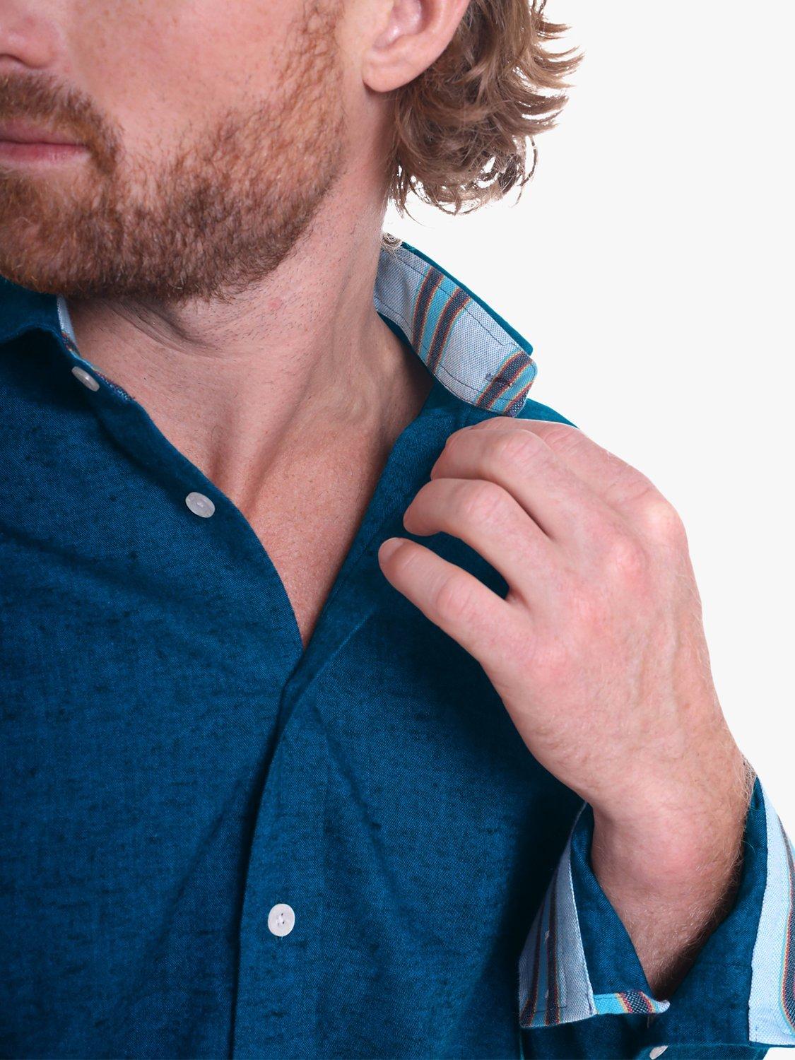 Product image 6 of 8, which shows KOY Cheza Cotton Linen Shirt, Navy, S