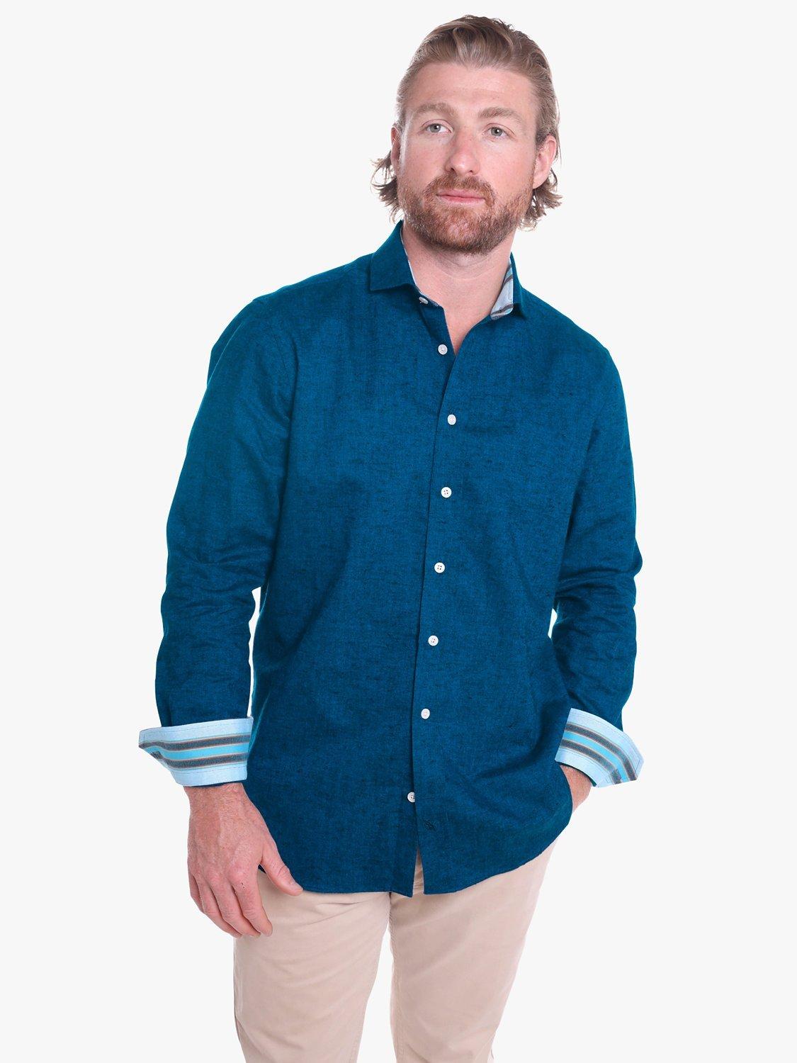 Product image 8 of 8, which shows KOY Cheza Cotton Linen Shirt, Navy, S
