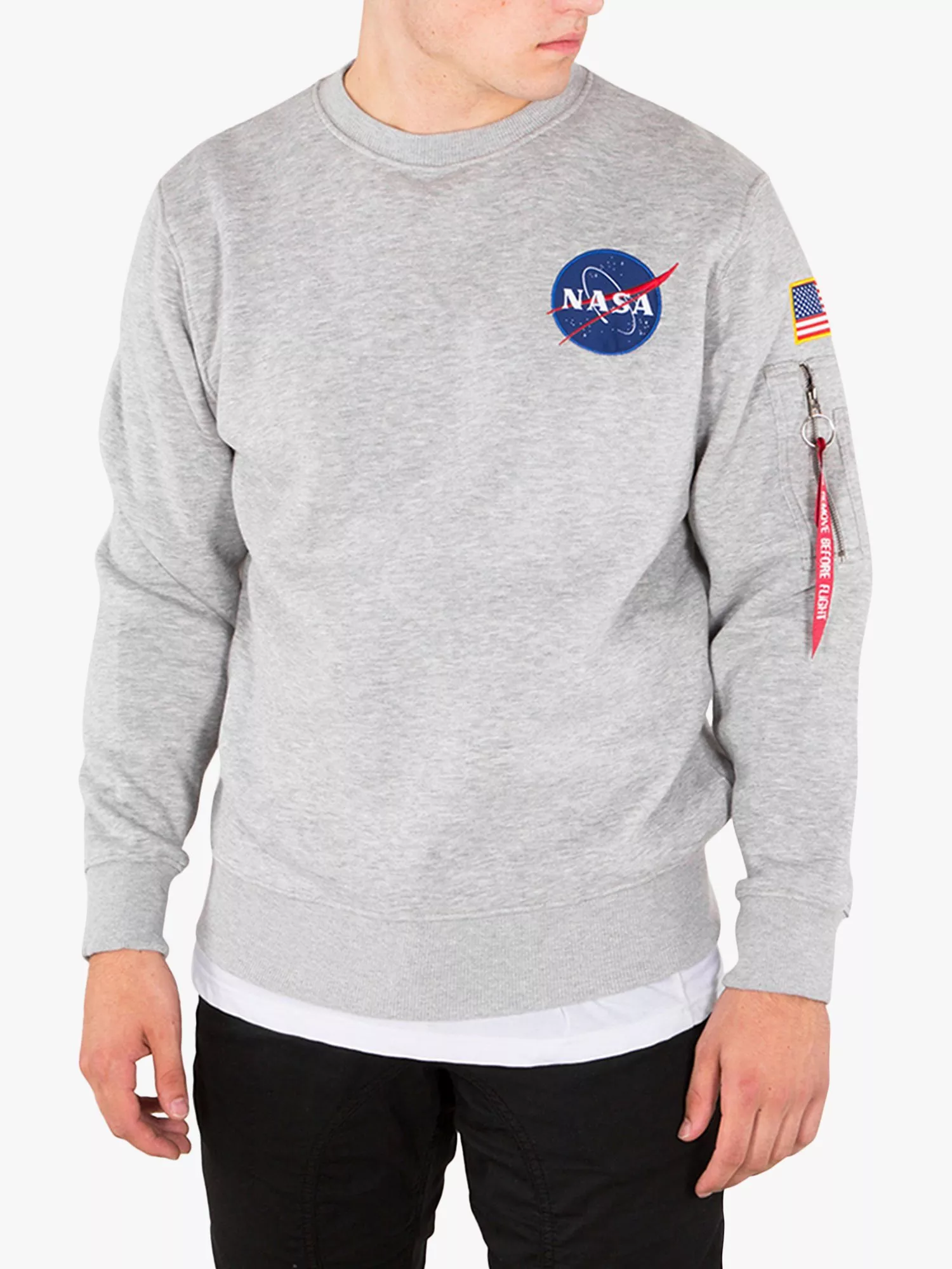 Alpha Industries X NASA Space Shuttle Logo Sweatshirt 17 Grey Heather