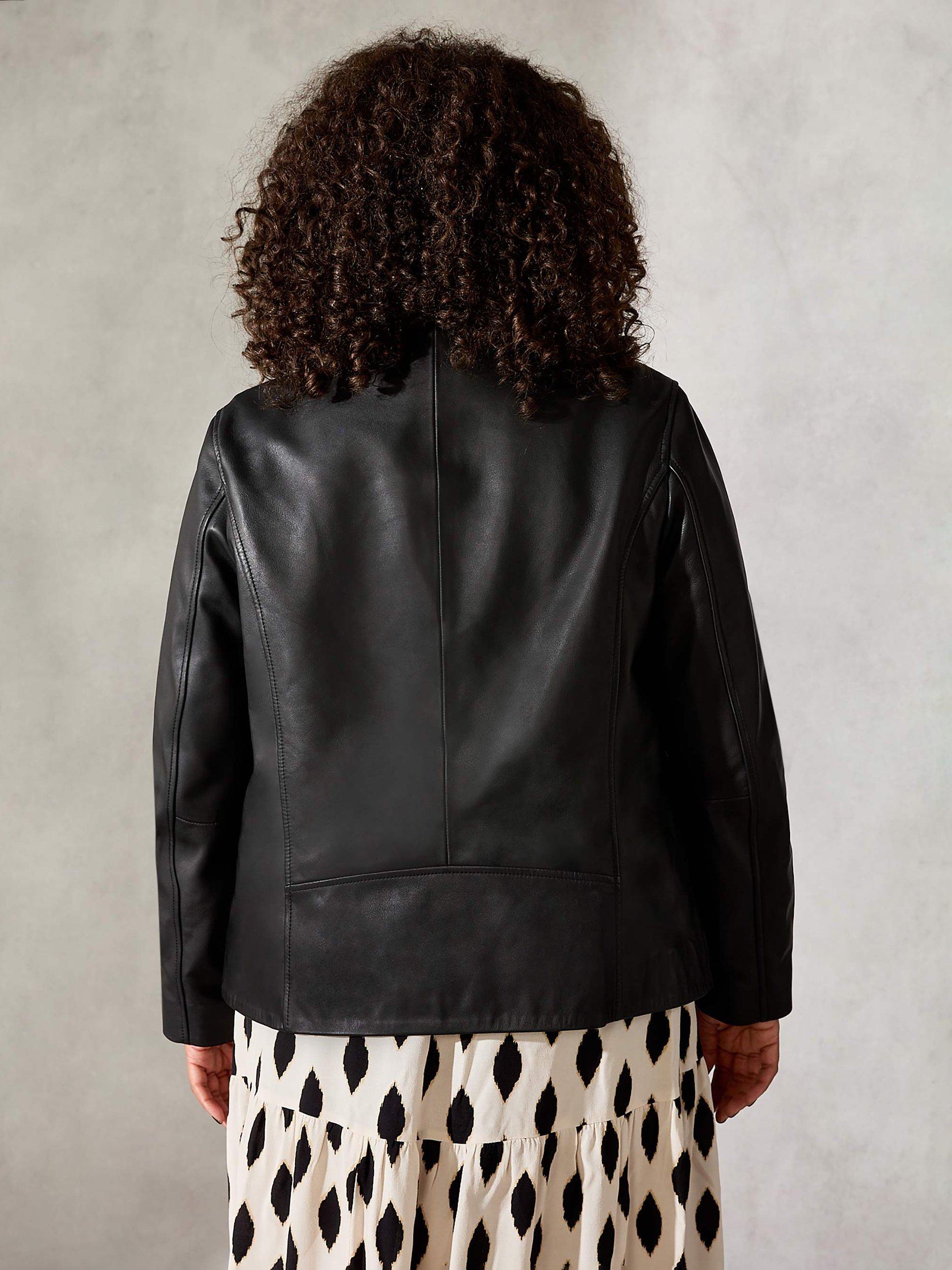 Product image 3 of 8, which shows Live Unlimited Curve Leather Jacket, Black, 12