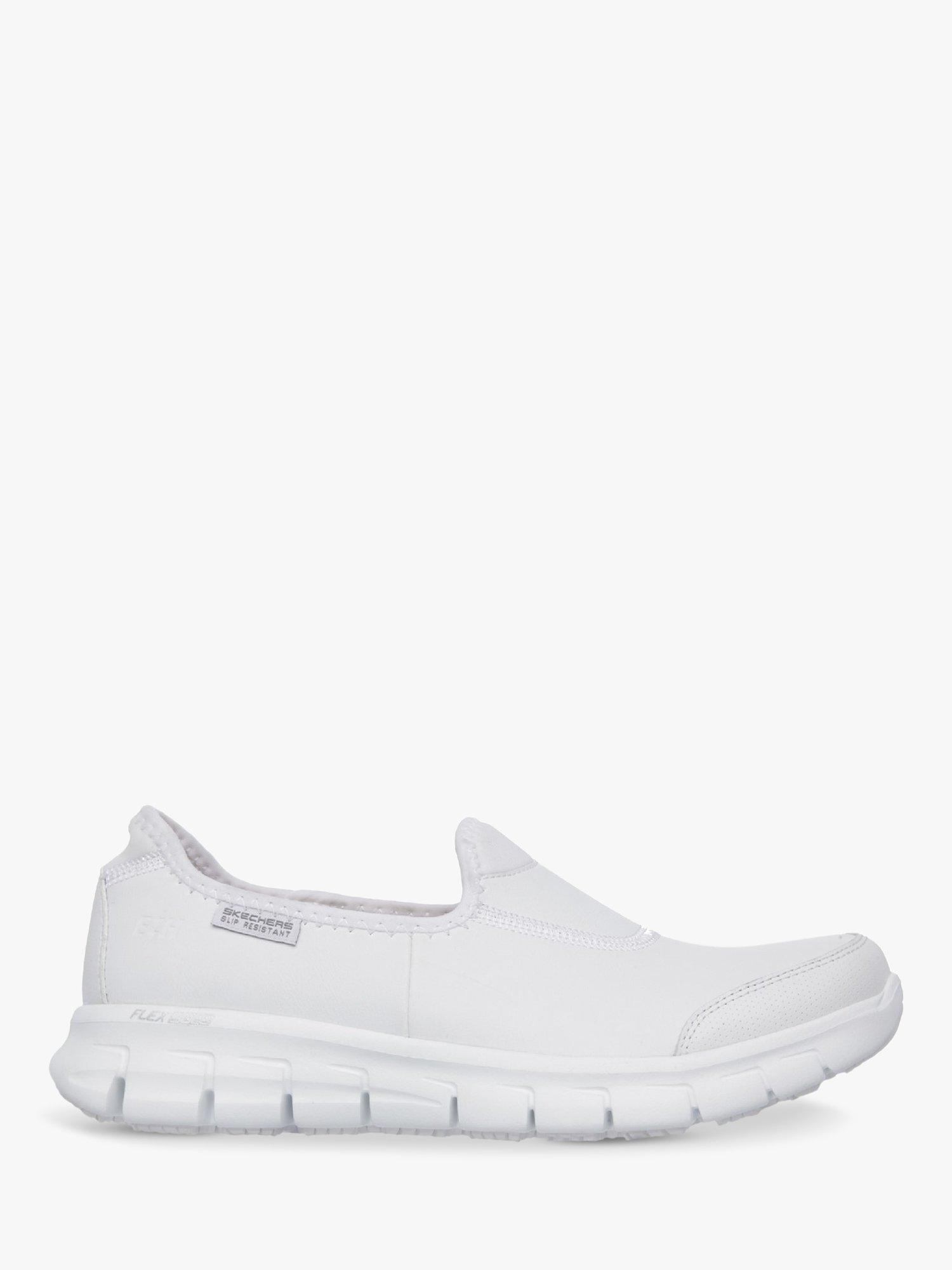 Skechers Sure Track Slip Resistant Leather Trainers, White