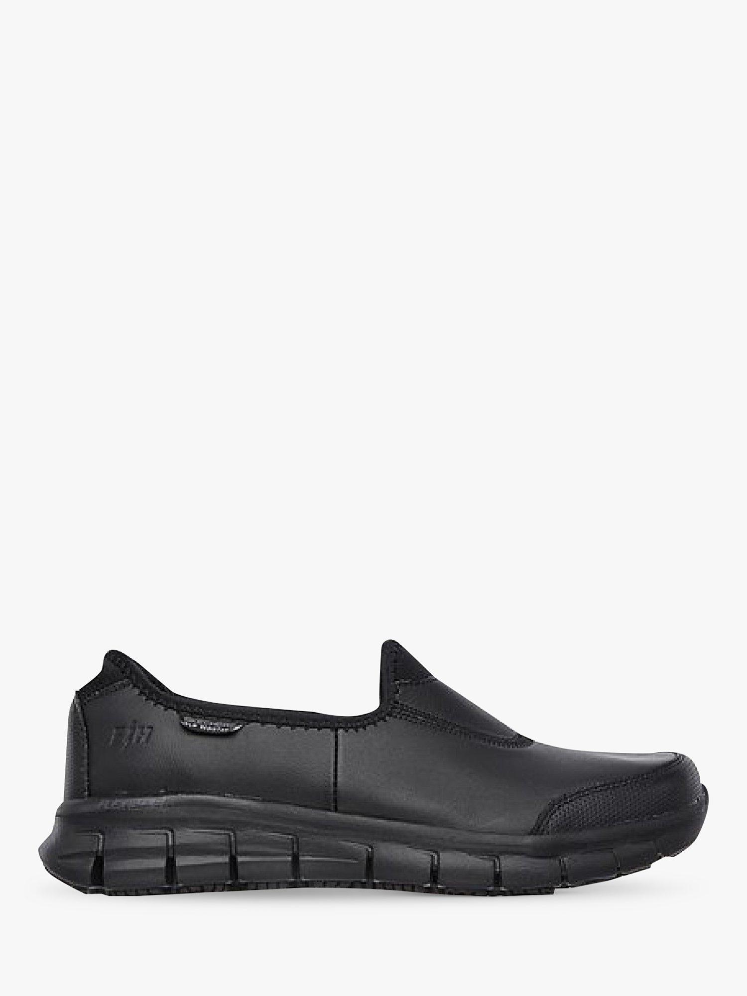 Skechers Sure Track Slip Resistant Leather Trainers, Black