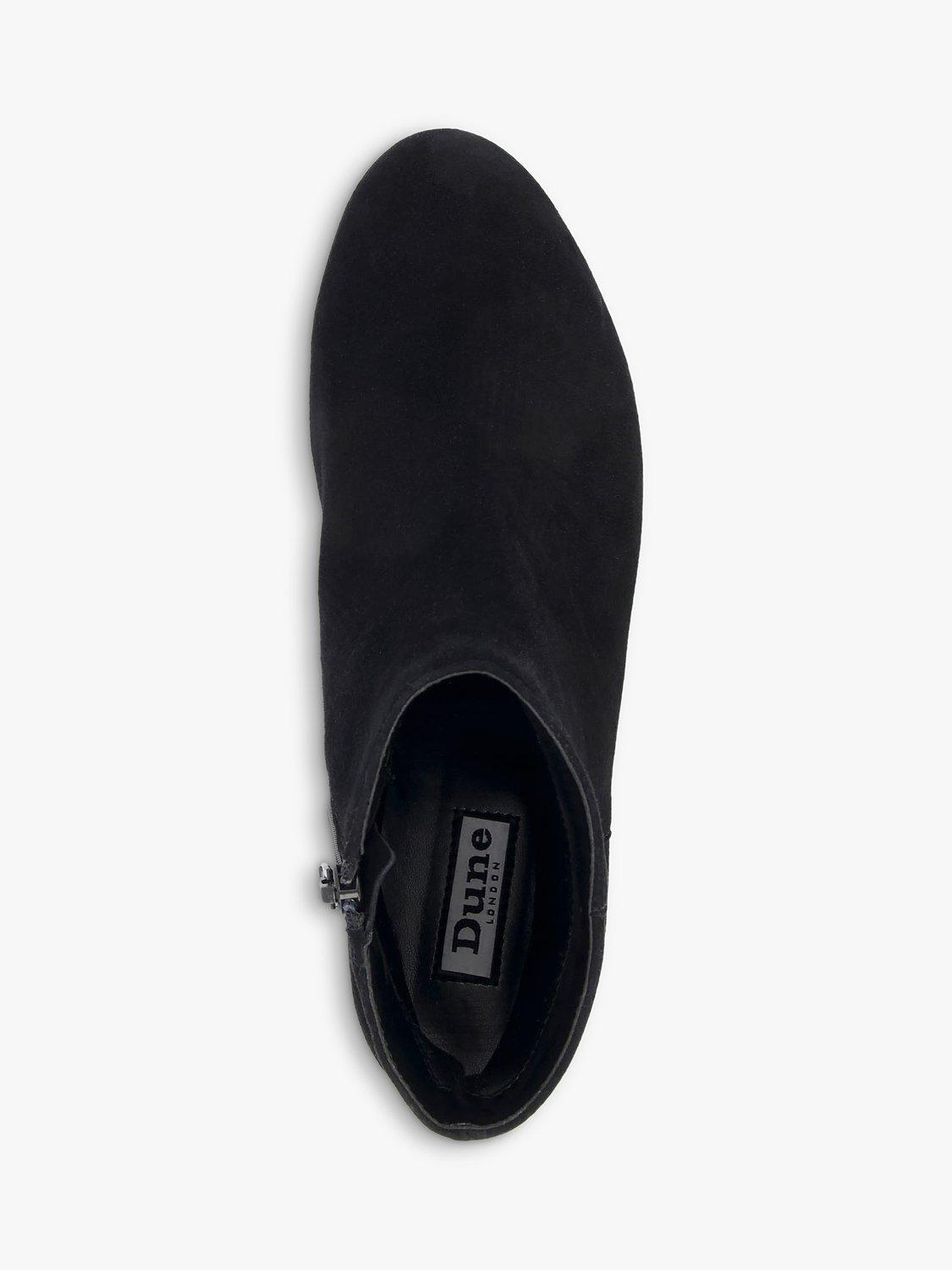 Product image 3 of 5, which shows Dune Pippie Suede Block Heel Ankle Boots, Black, 3