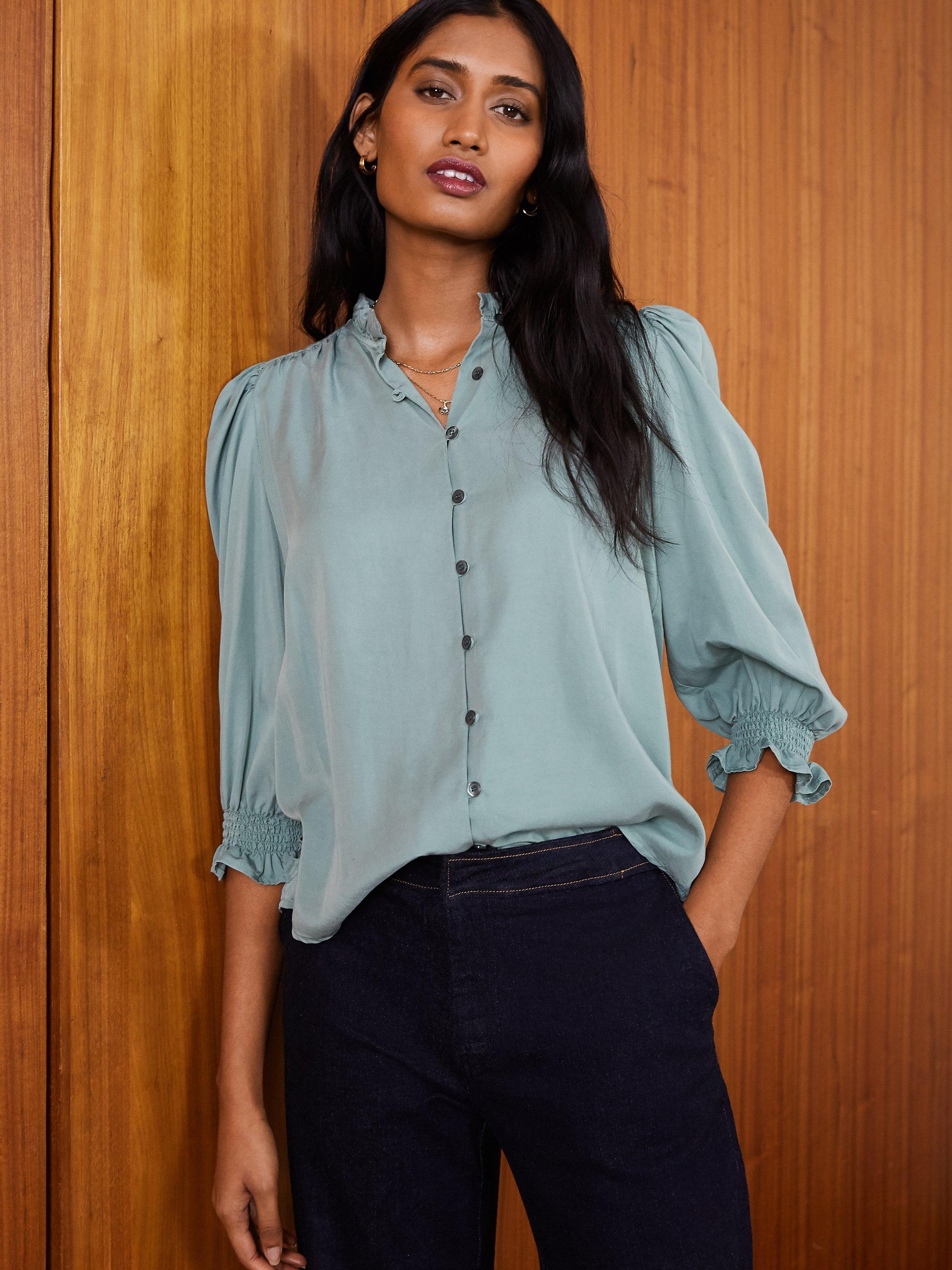 Baukjen Melie Puff Sleeve Blouse, Sea Green