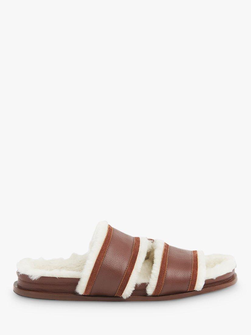 Whistles Davy Leather Shearling Lined Sliders