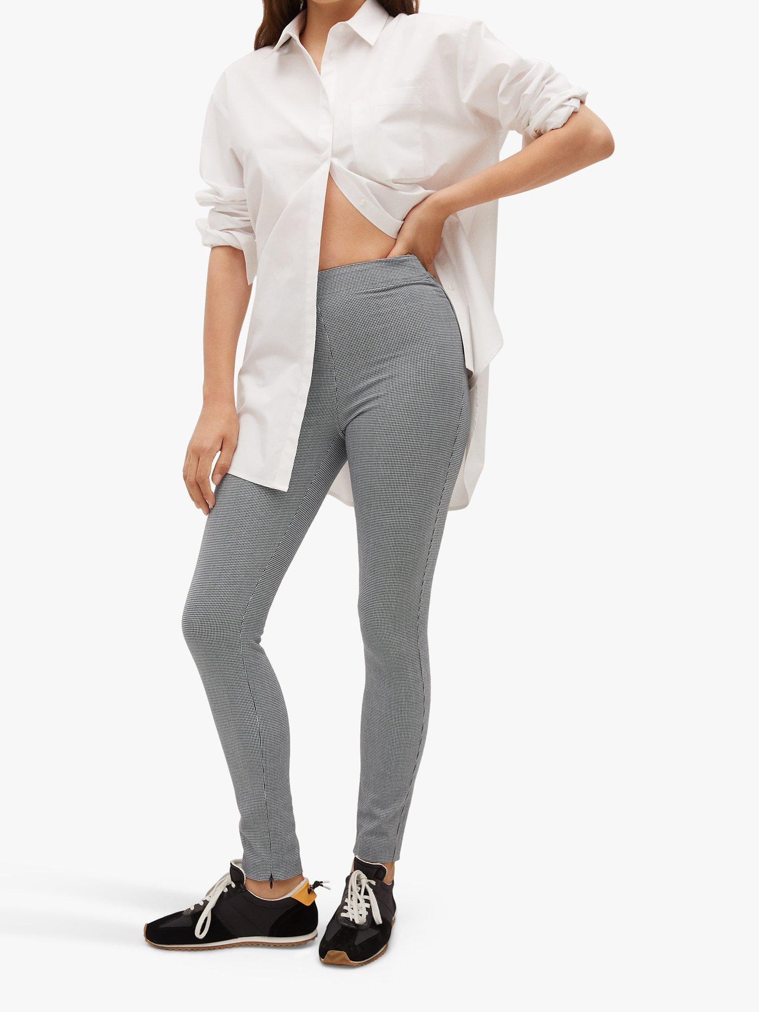 Mango Basico High Waist Leggings, Ecru/Multi