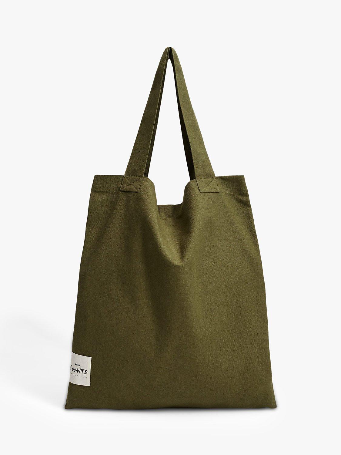 Mango Again Cotton Tote Bag, Khaki, one size