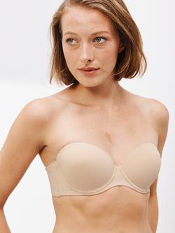 John Lewis Hope Strapless Push Up Bra, Almond